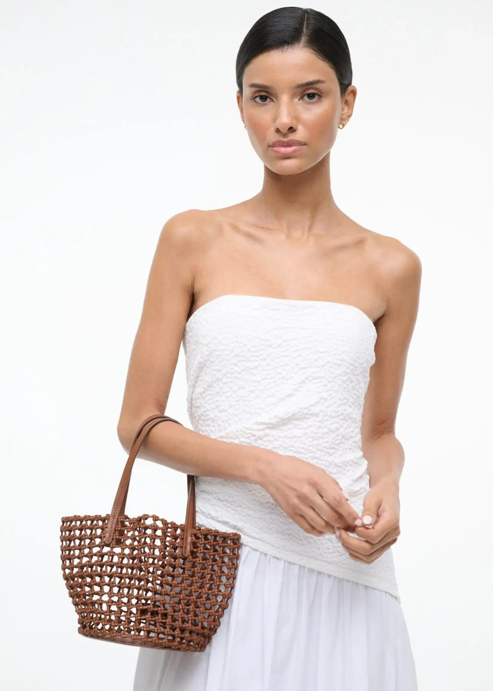 Staud Caro Bucket Bag- Tan Woven