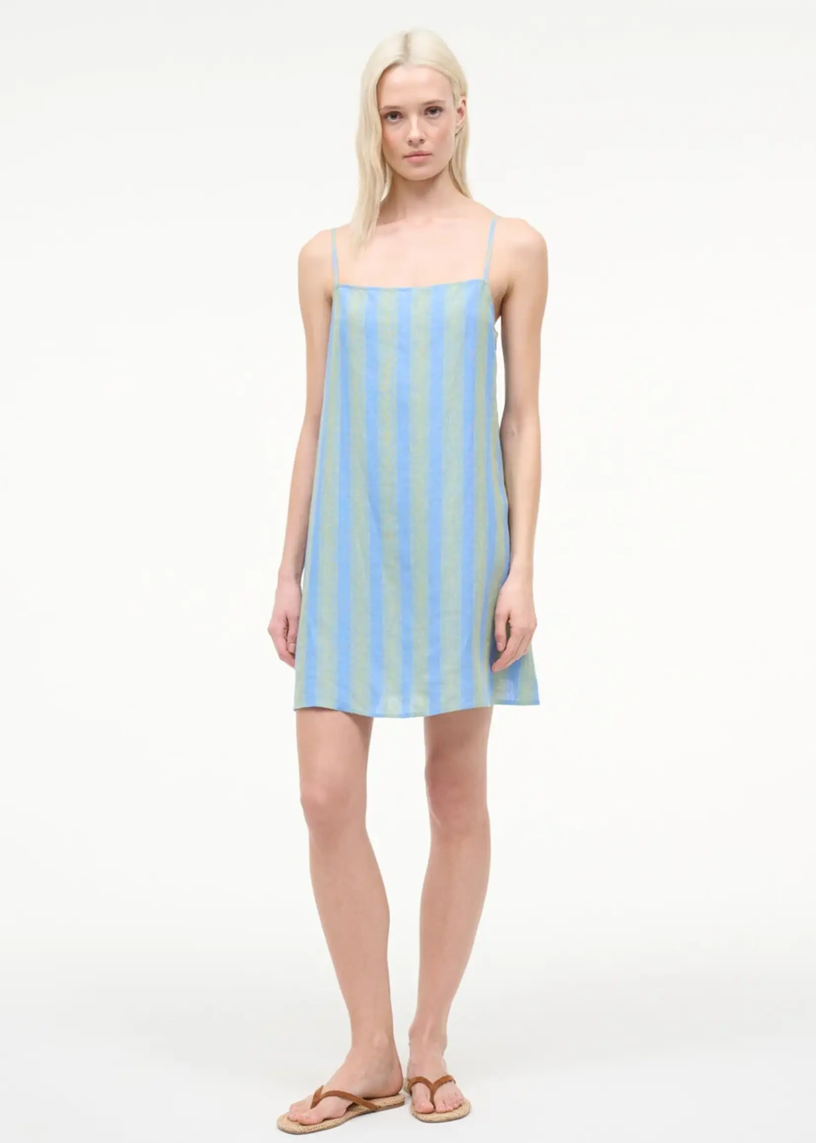 Staud Laura Linen Mini Dress- Seaport Stripe