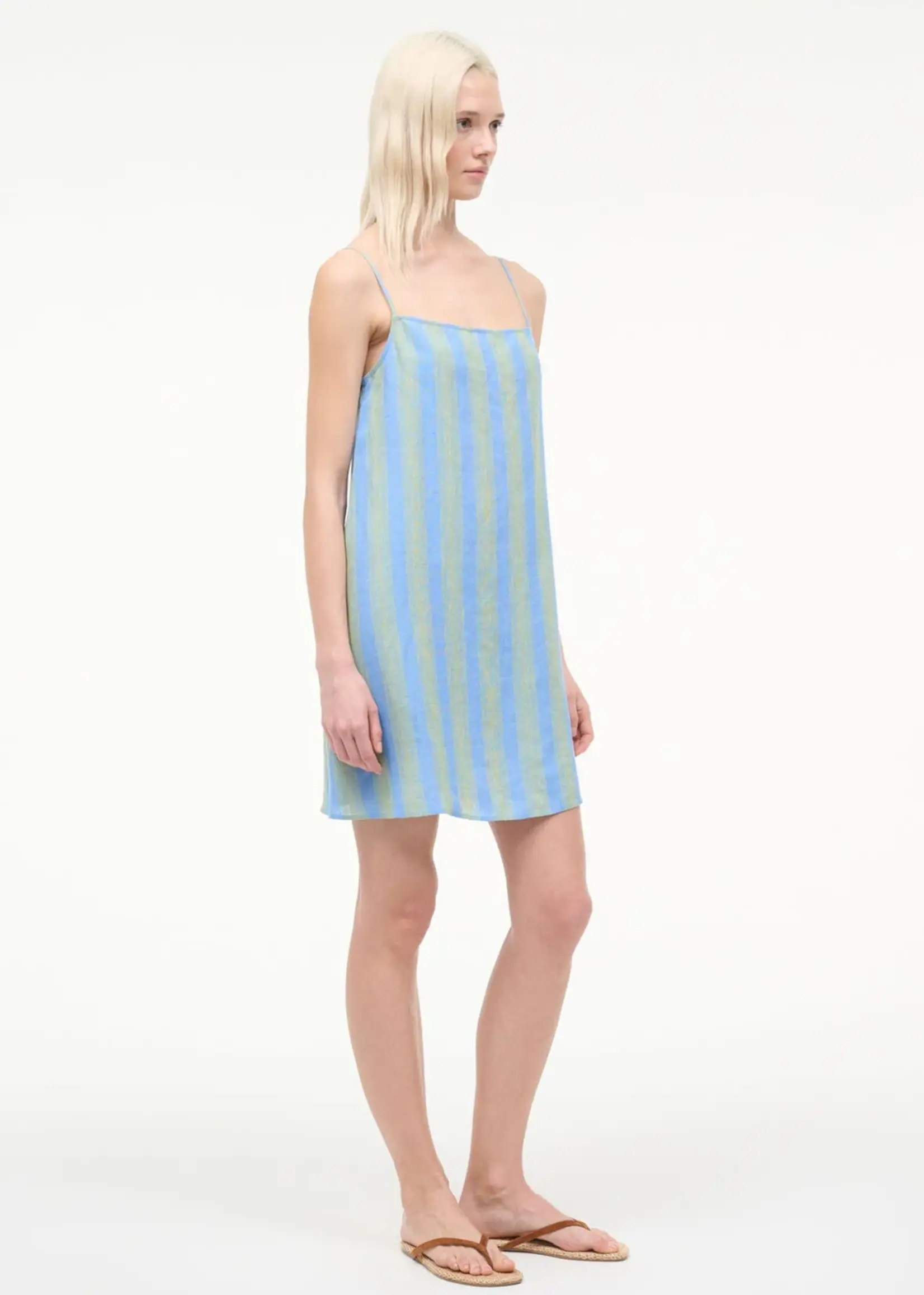 Staud Laura Linen Mini Dress- Seaport Stripe