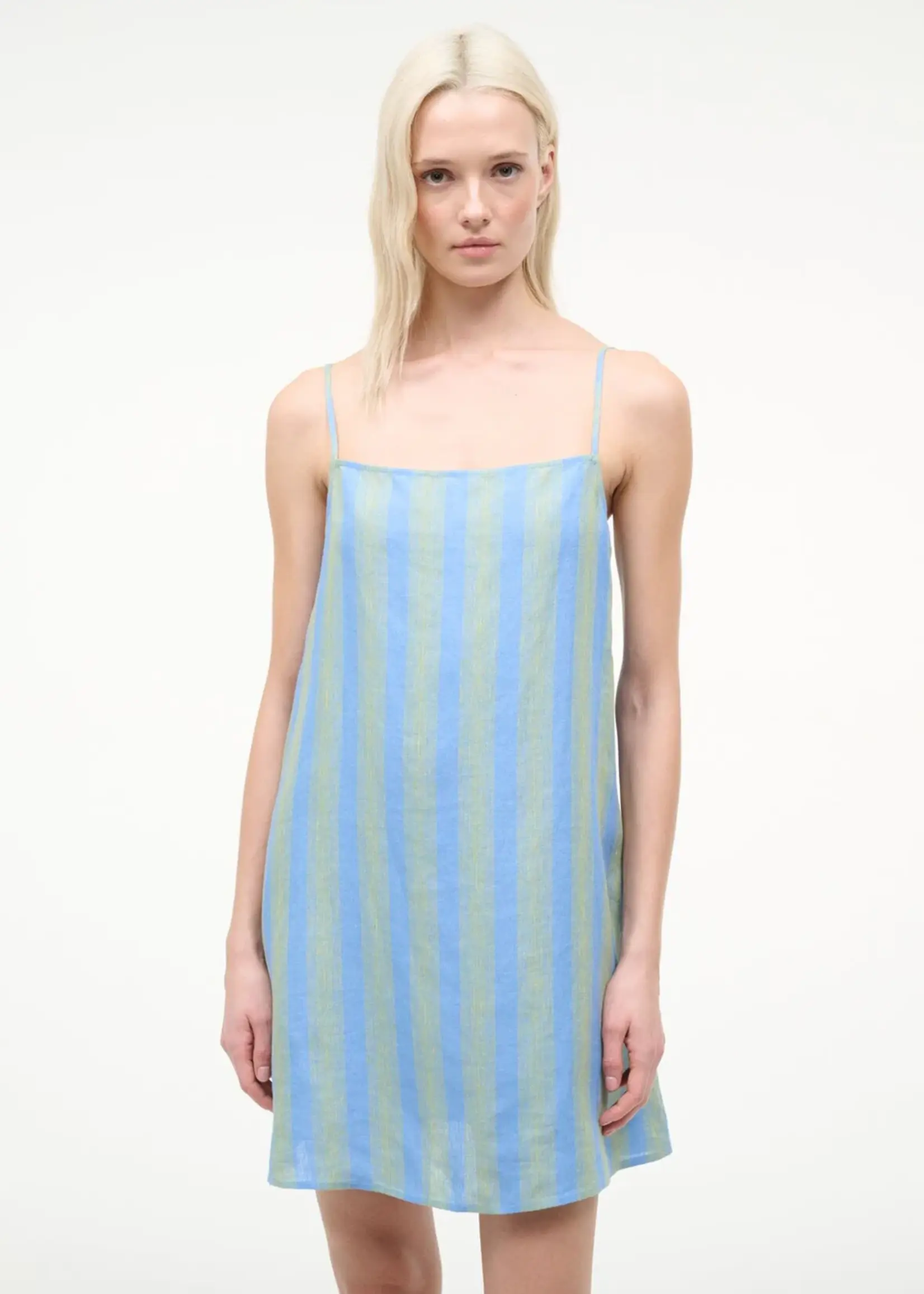 Staud Laura Linen Mini Dress- Seaport Stripe