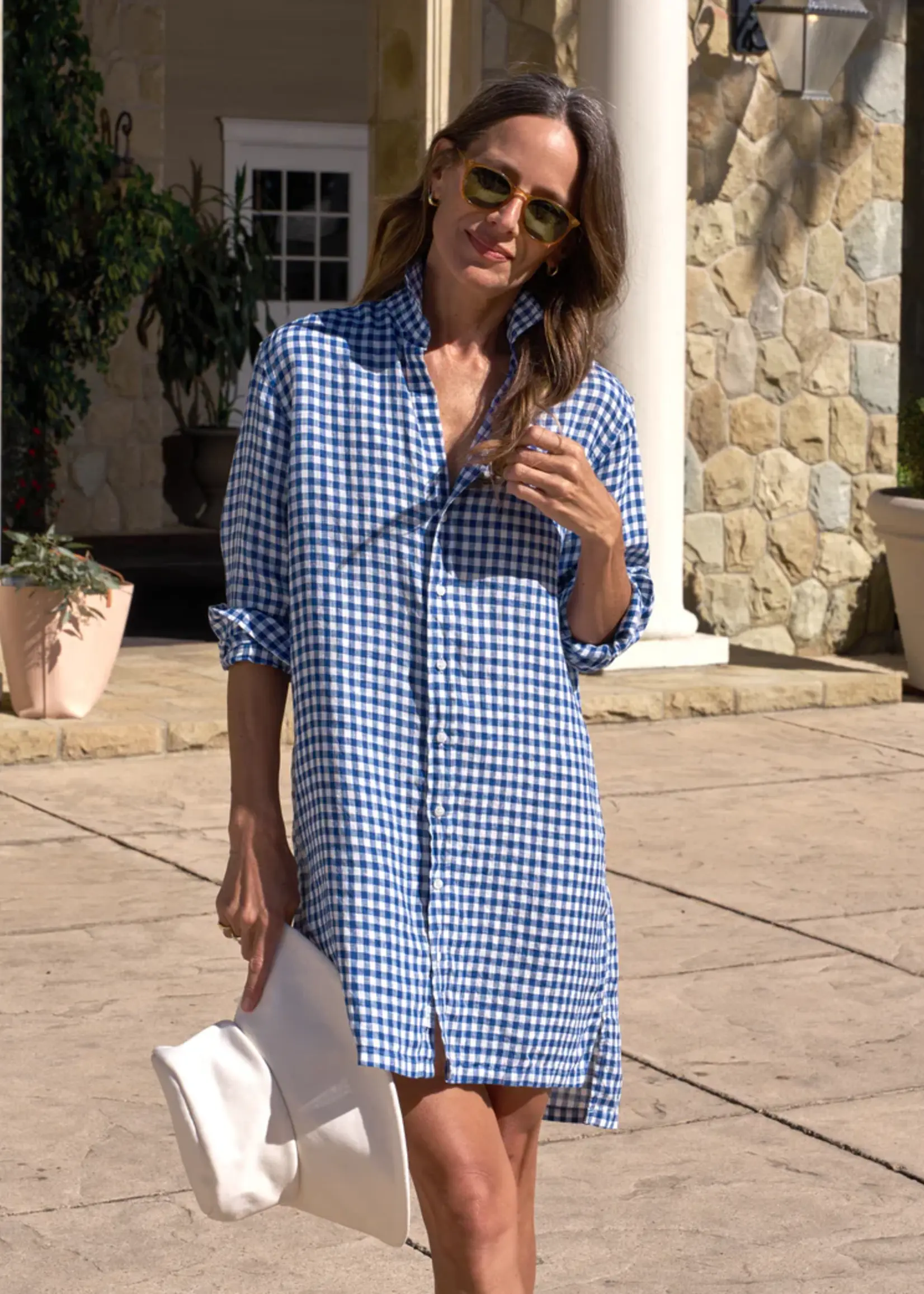 Frank & Eileen Hunter Step-Hem Shirtdress- Blue Check BBCH