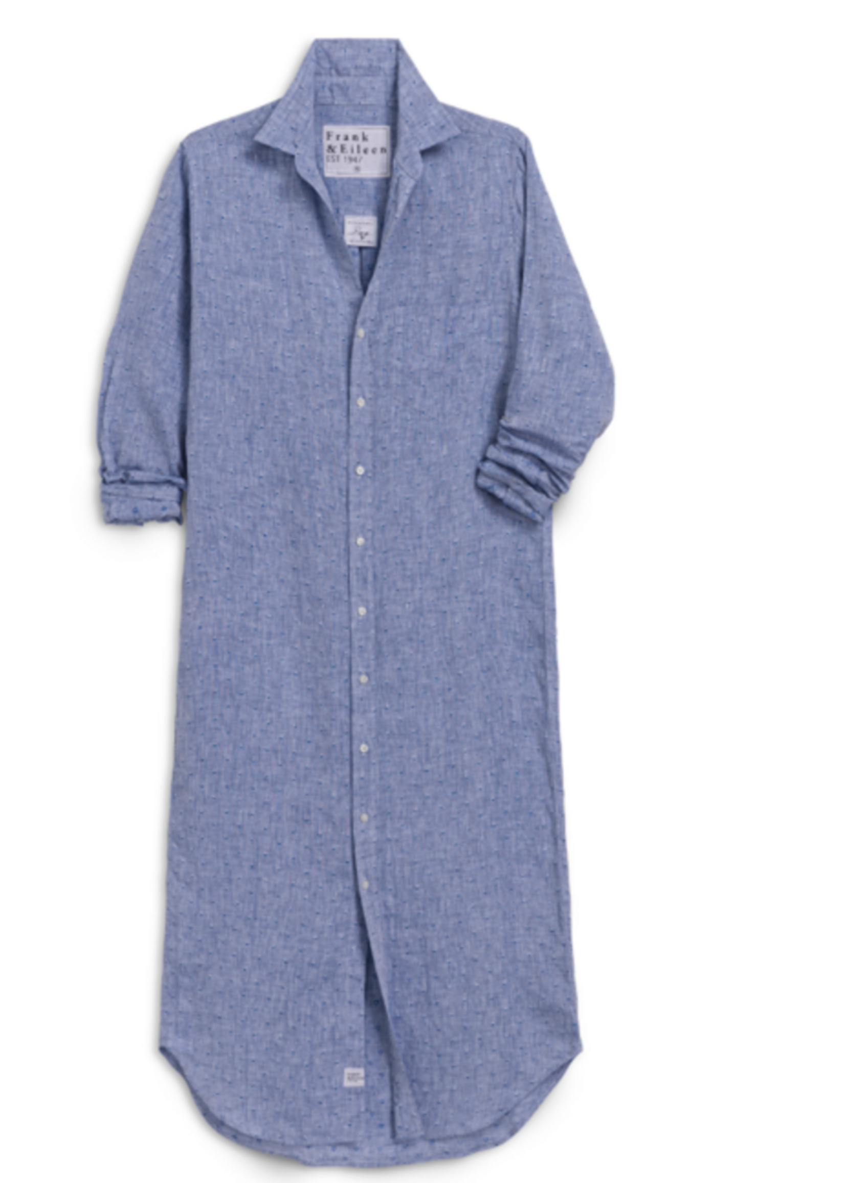Frank & Eileen Rory Maxi Shirtdress- Blue Linen Hearts BLHR