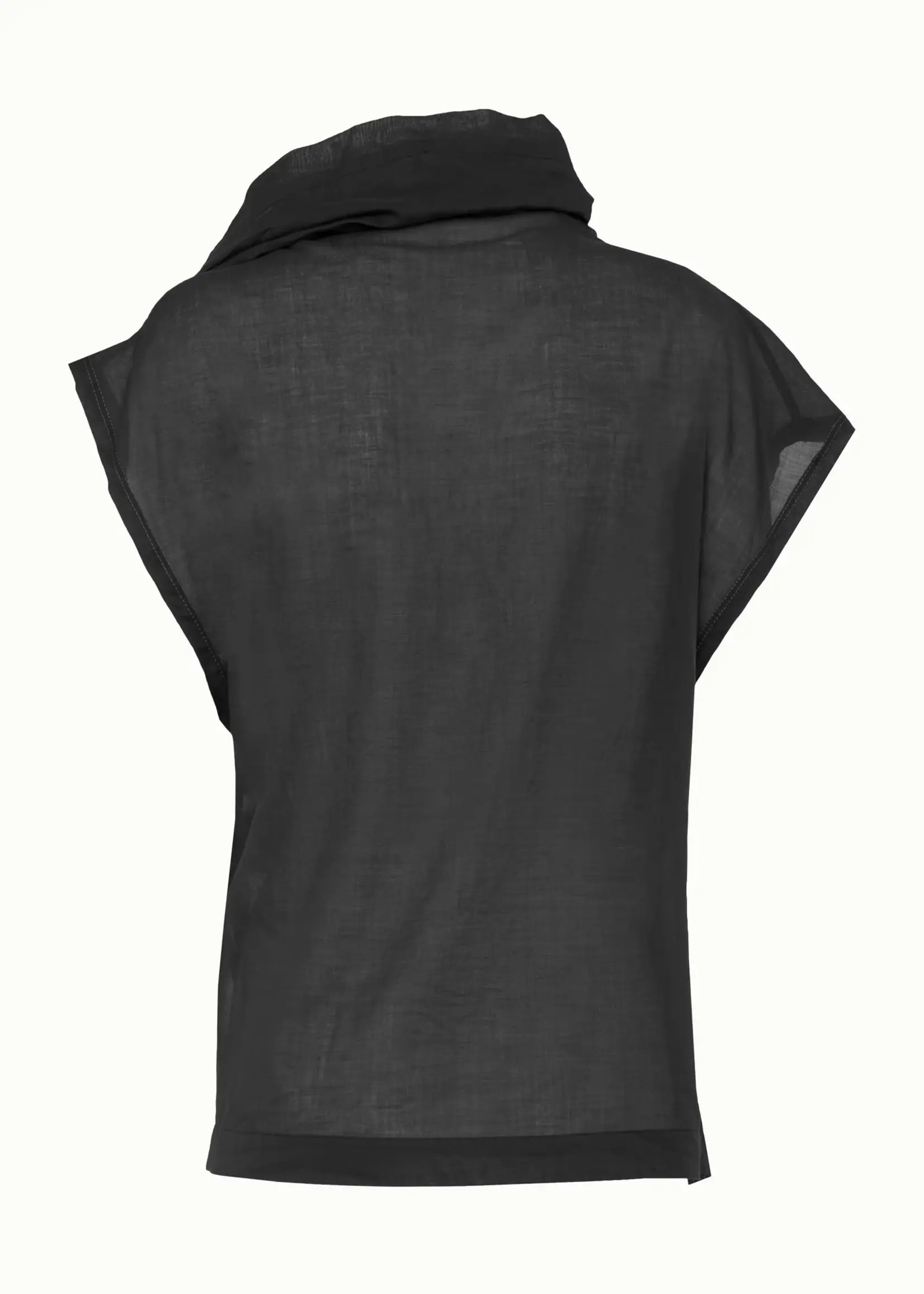 Tela Papaya Short-Sleeve Black Sheer Muslin Top
