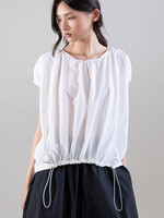 Nylon–Cotton Cocoon Tee w Drawcord Hem