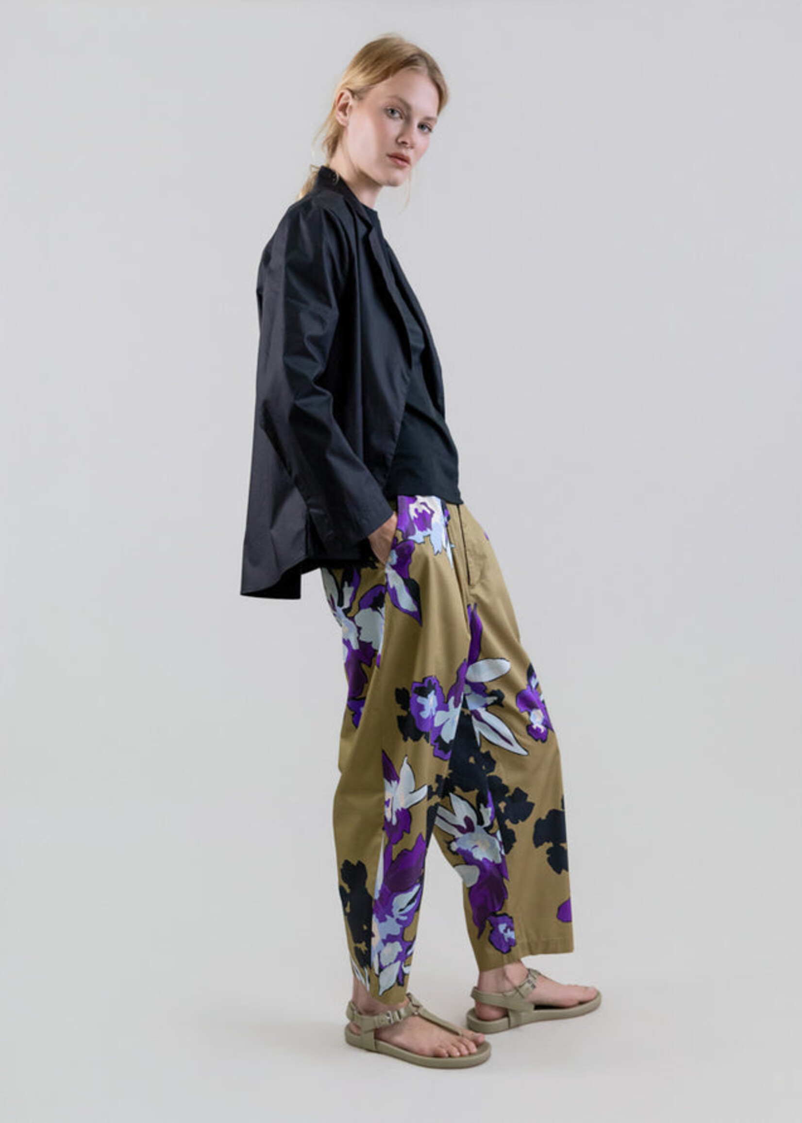 Orchid Canvas Relaxed Cropped Pants