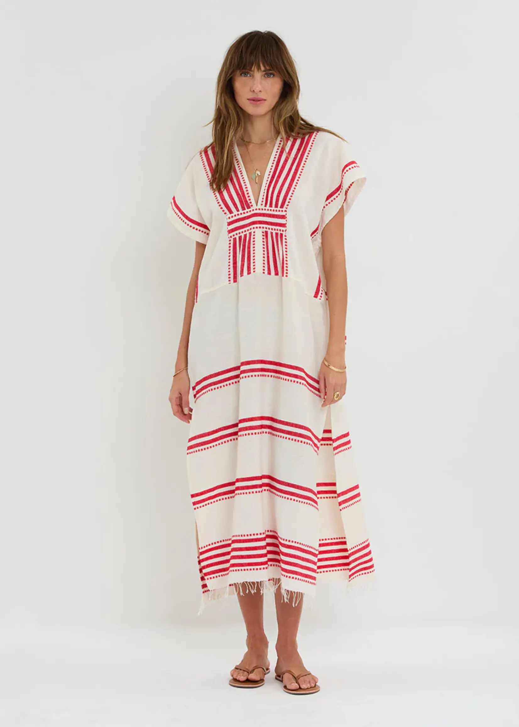 Gasira V-Neck Caftan - Eshe Red