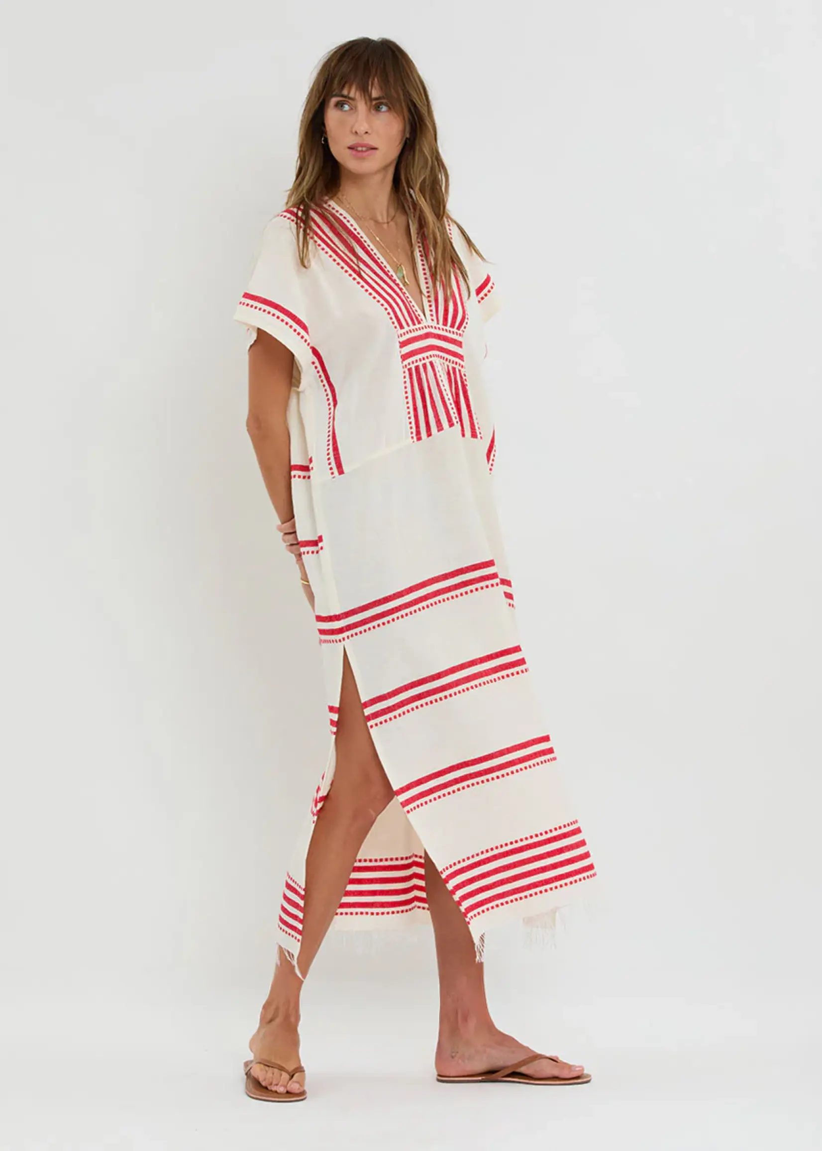 Gasira V-Neck Caftan - Eshe Red
