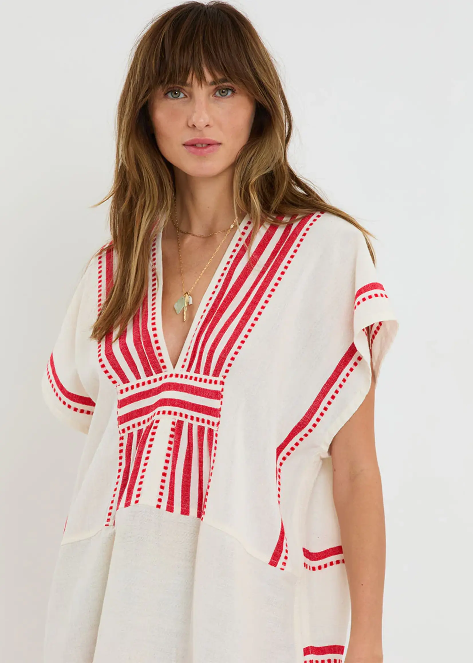 Gasira V-Neck Caftan - Eshe Red