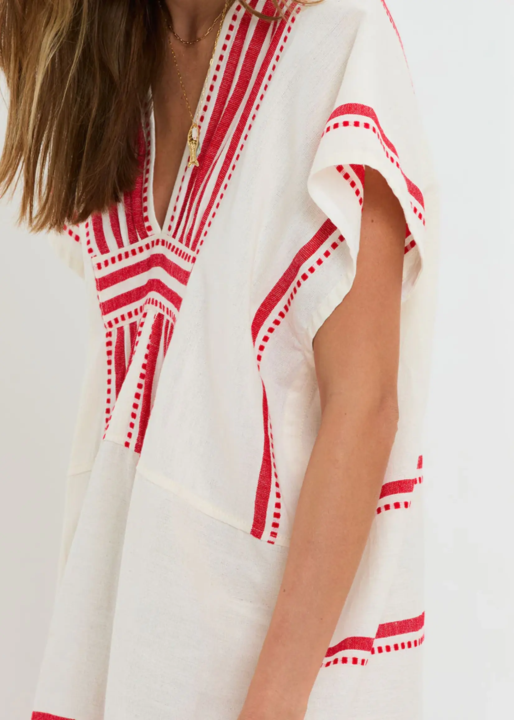 Gasira V-Neck Caftan - Eshe Red
