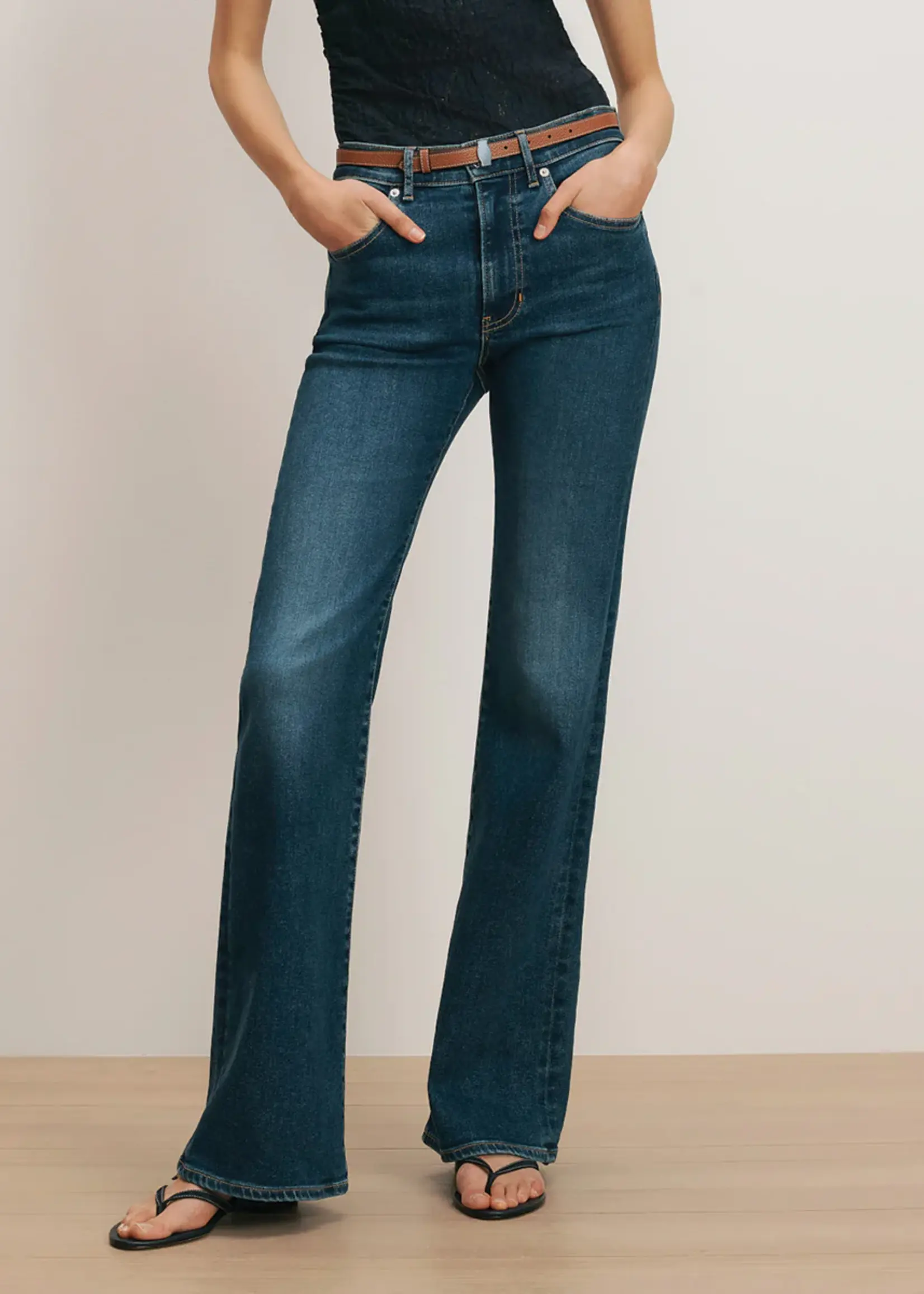 Veronica Beard Crosbie Mid-Rise Wide Leg Jean- Bright Blue