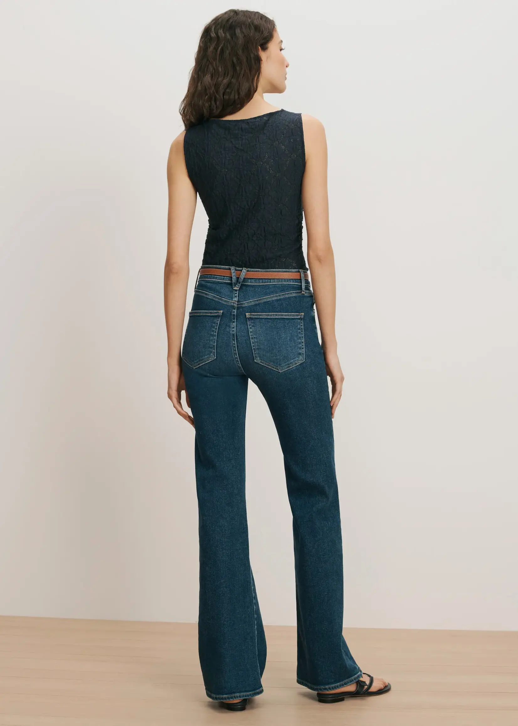 Veronica Beard Crosbie Mid-Rise Wide Leg Jean- Bright Blue