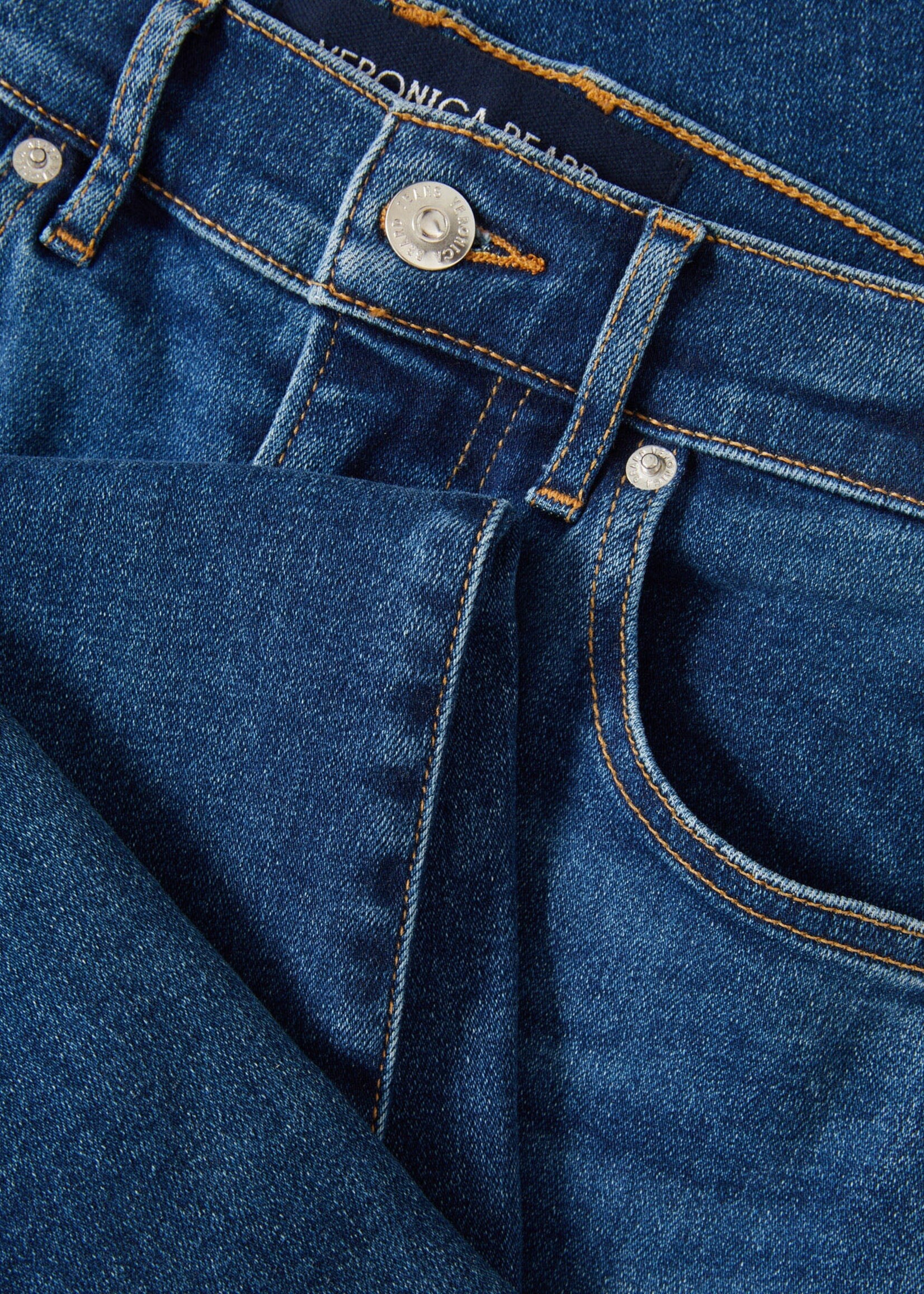 Veronica Beard Crosbie Mid-Rise Wide Leg Jean- Bright Blue