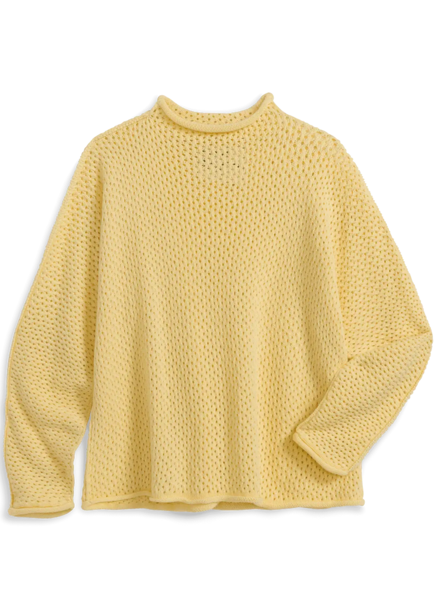 Frank & Eileen Monterey Pointelle Rolled Funnel Neck Sweater- Lemon LEMK