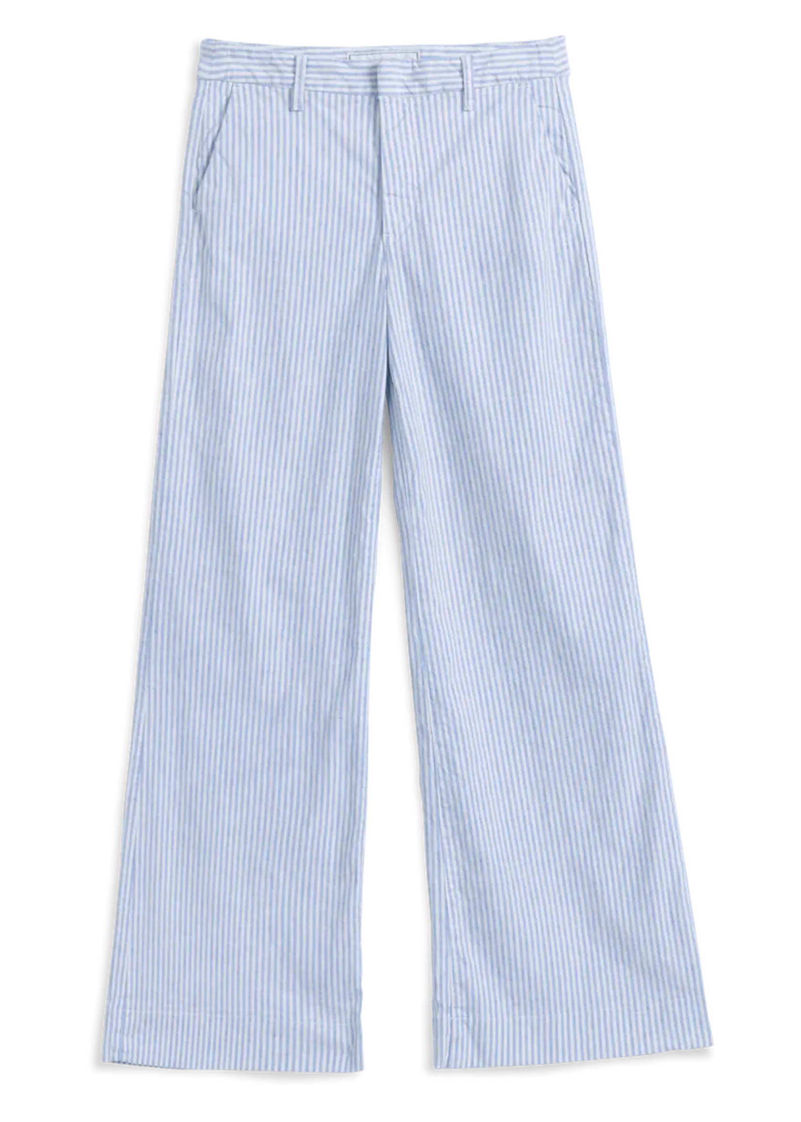 Frank & Eileen West Village- The Italian Wide Leg Chino- Blue, White Stripe BWSL