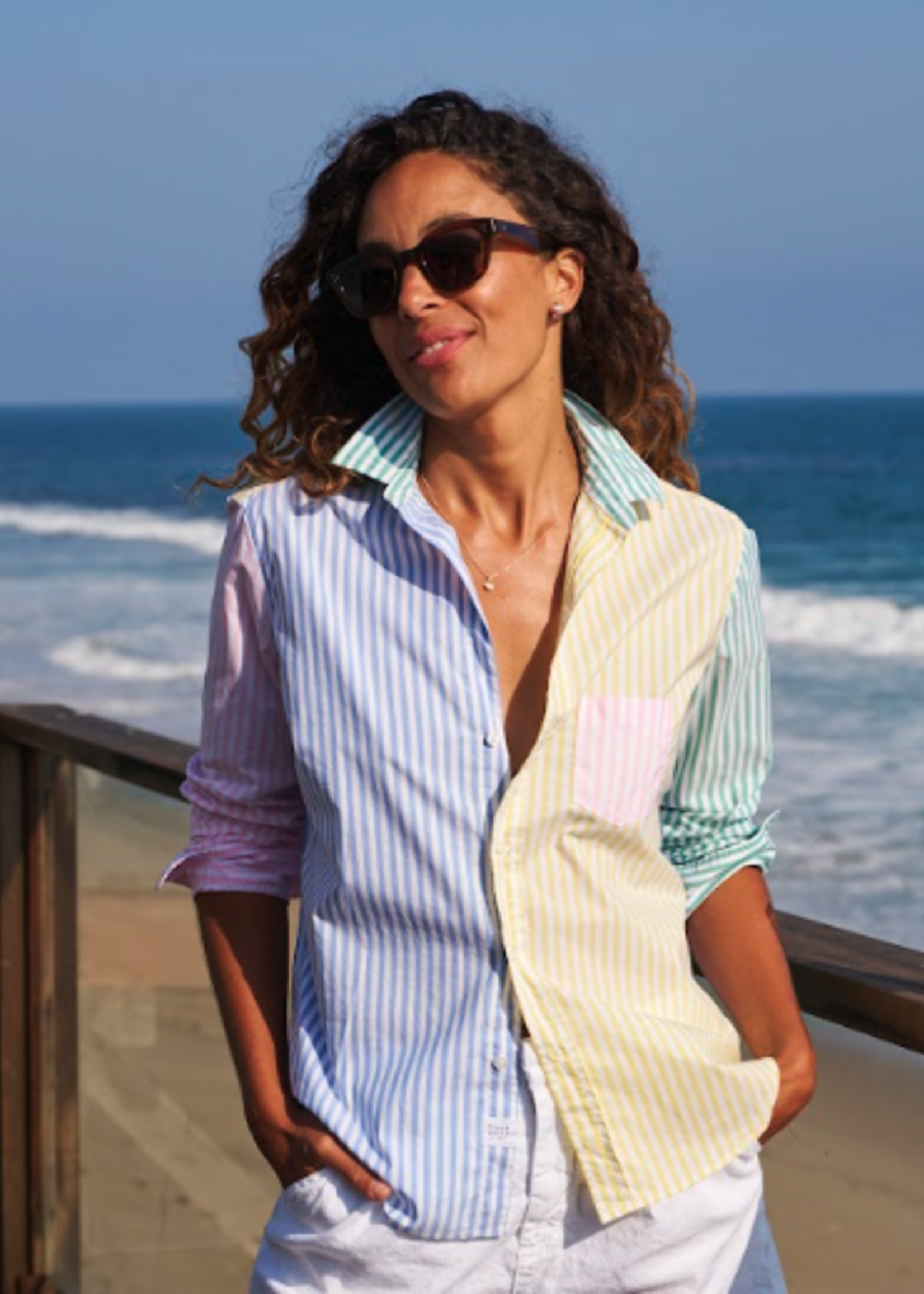 Frank & Eileen Eileen Relaxed Button-Up- Colorblock Stripe PGBY