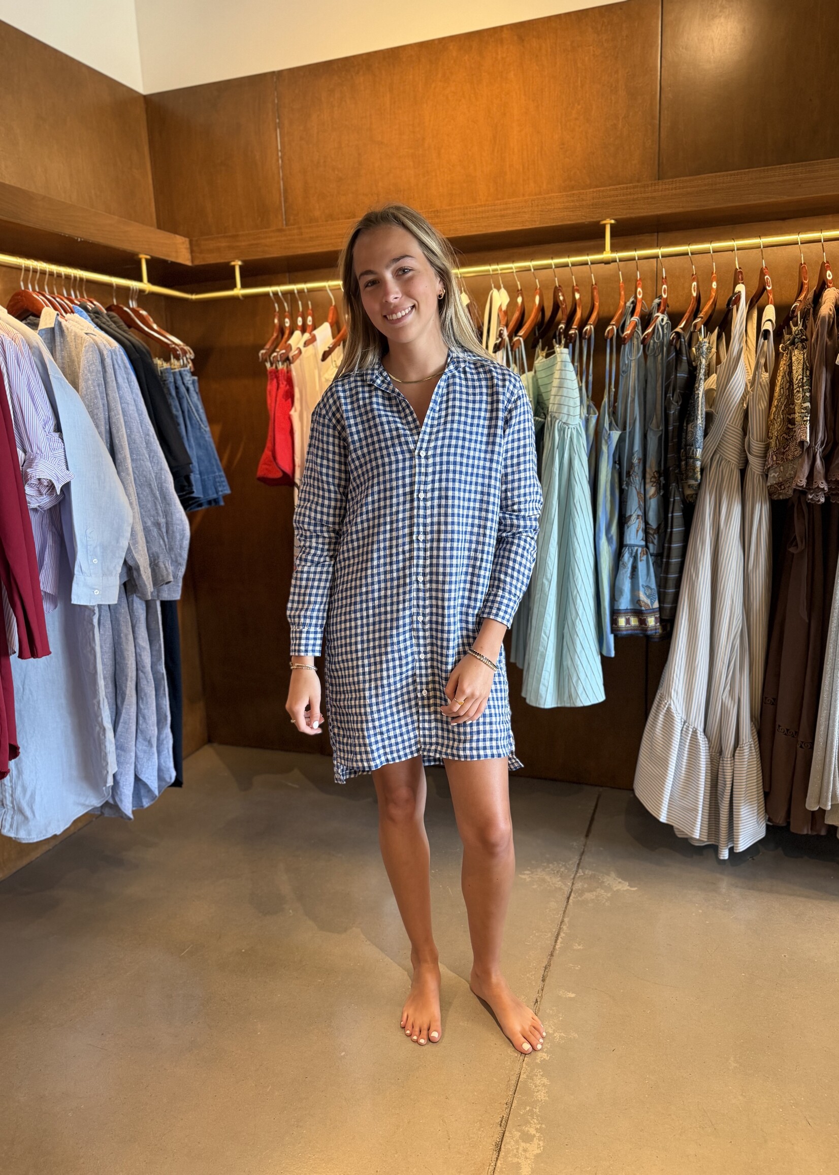 Frank & Eileen Hunter Step-Hem Shirtdress- Blue Check BBCH