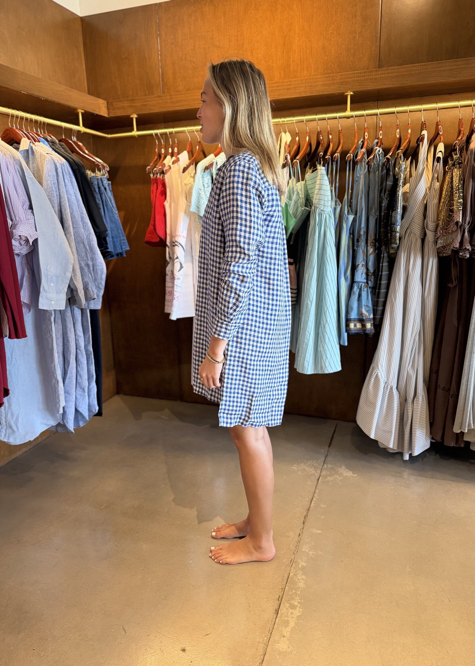 Frank & Eileen Hunter Step-Hem Shirtdress- Blue Check BBCH