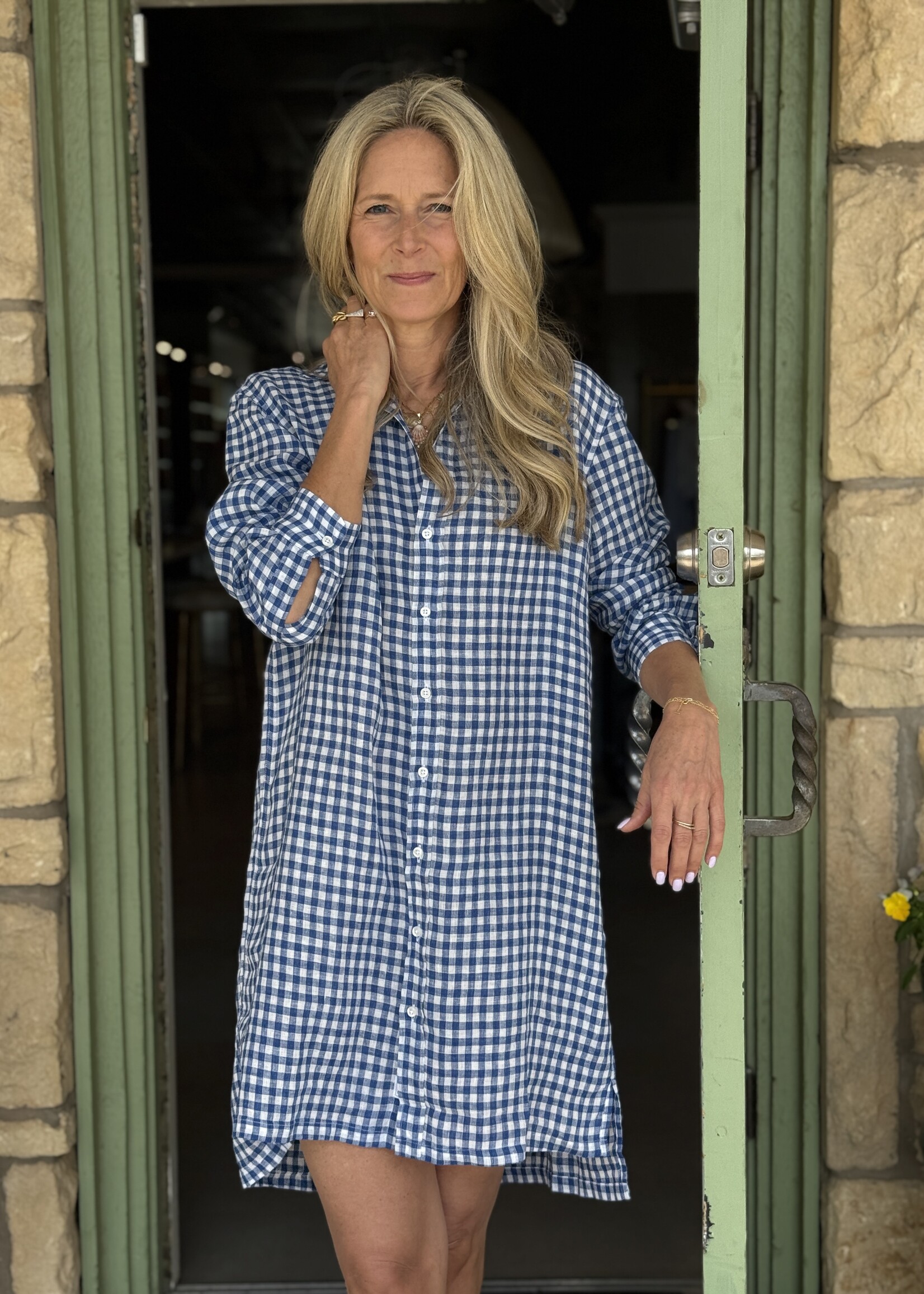 Frank & Eileen Hunter Step-Hem Shirtdress- Blue Check BBCH
