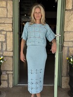 Eleven Six Arden Crochet Top- Skye Blue