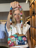 Serpui Mia Mediterranean Coast Embroidery Straw Purse