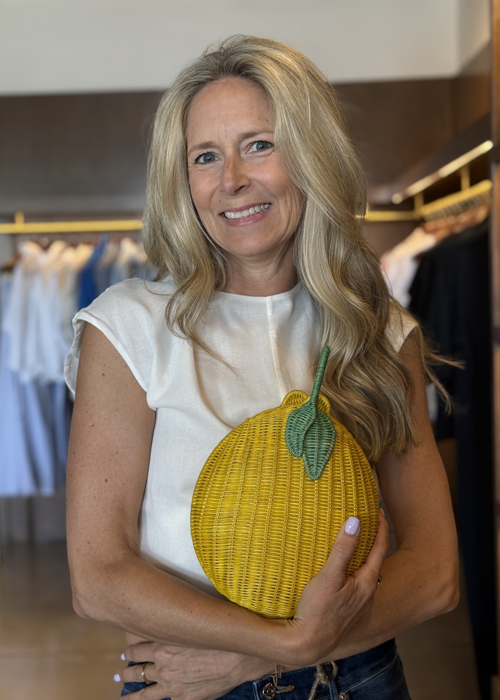 Serpui Mediterranean Sicilian Lemon Wicker Purse