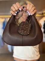 GANNI Hobo Mini Grained Bag- Chicory Coffee