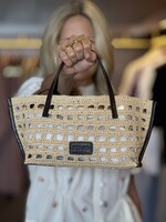 Staud Christos Mini Tote- Raffia Crochet
