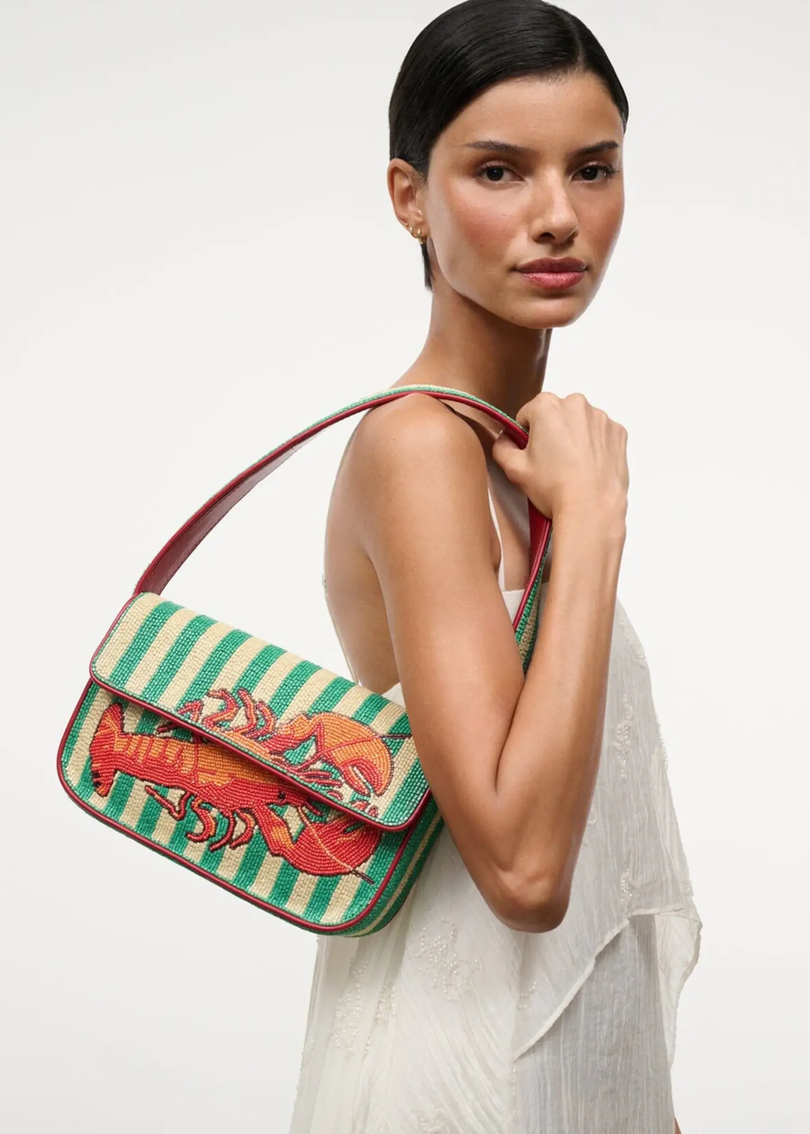 Staud Tommy Beaded Bag - Summer Lobster