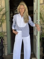 Frank & Eileen Eileen Tux Relaxed Button-Up- Blue White Stripe