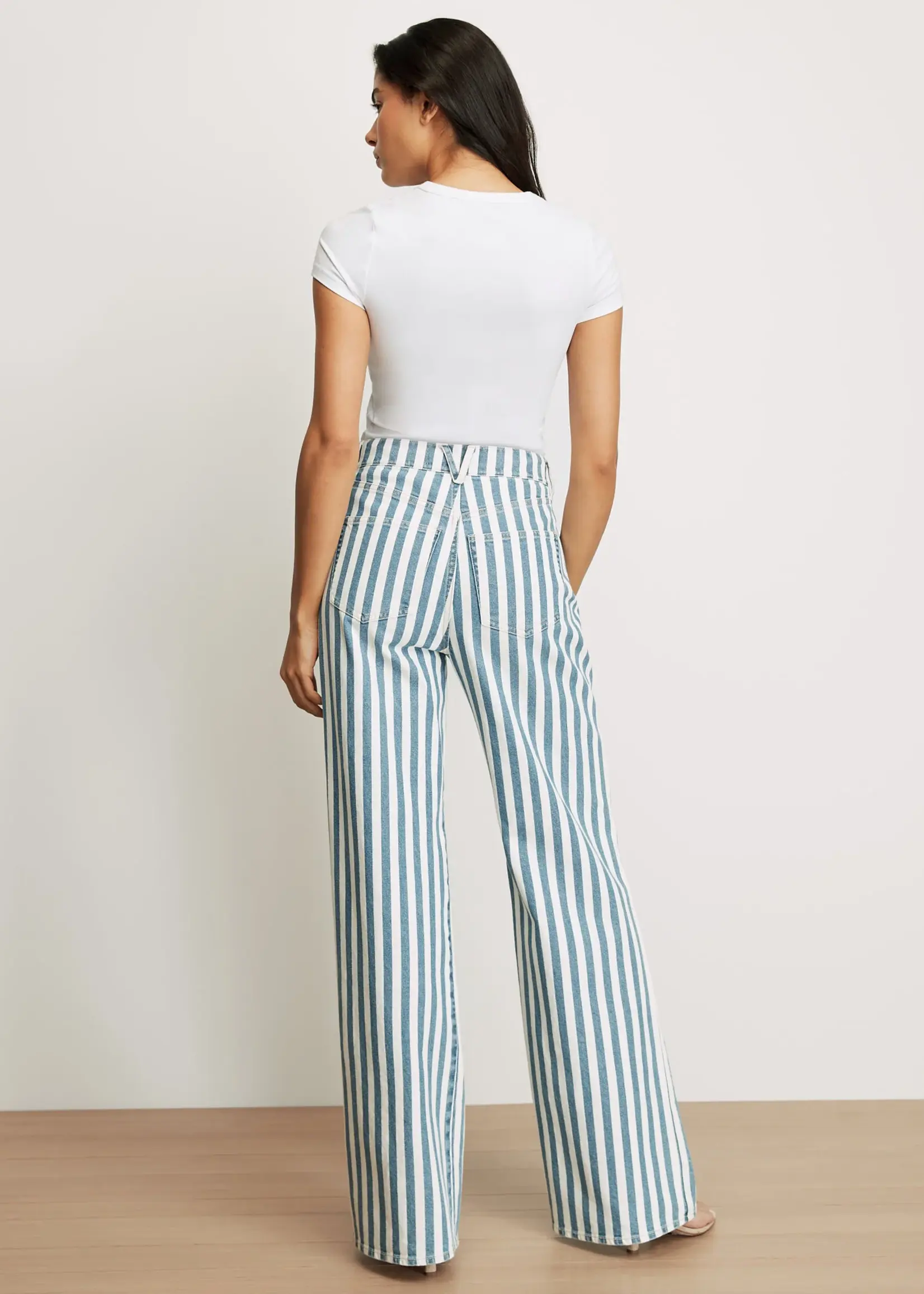 Veronica Beard Taylor High Rise Wide Leg Saltwater Stripe