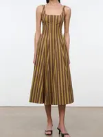 Staud Wells Dress Cigar Stripe