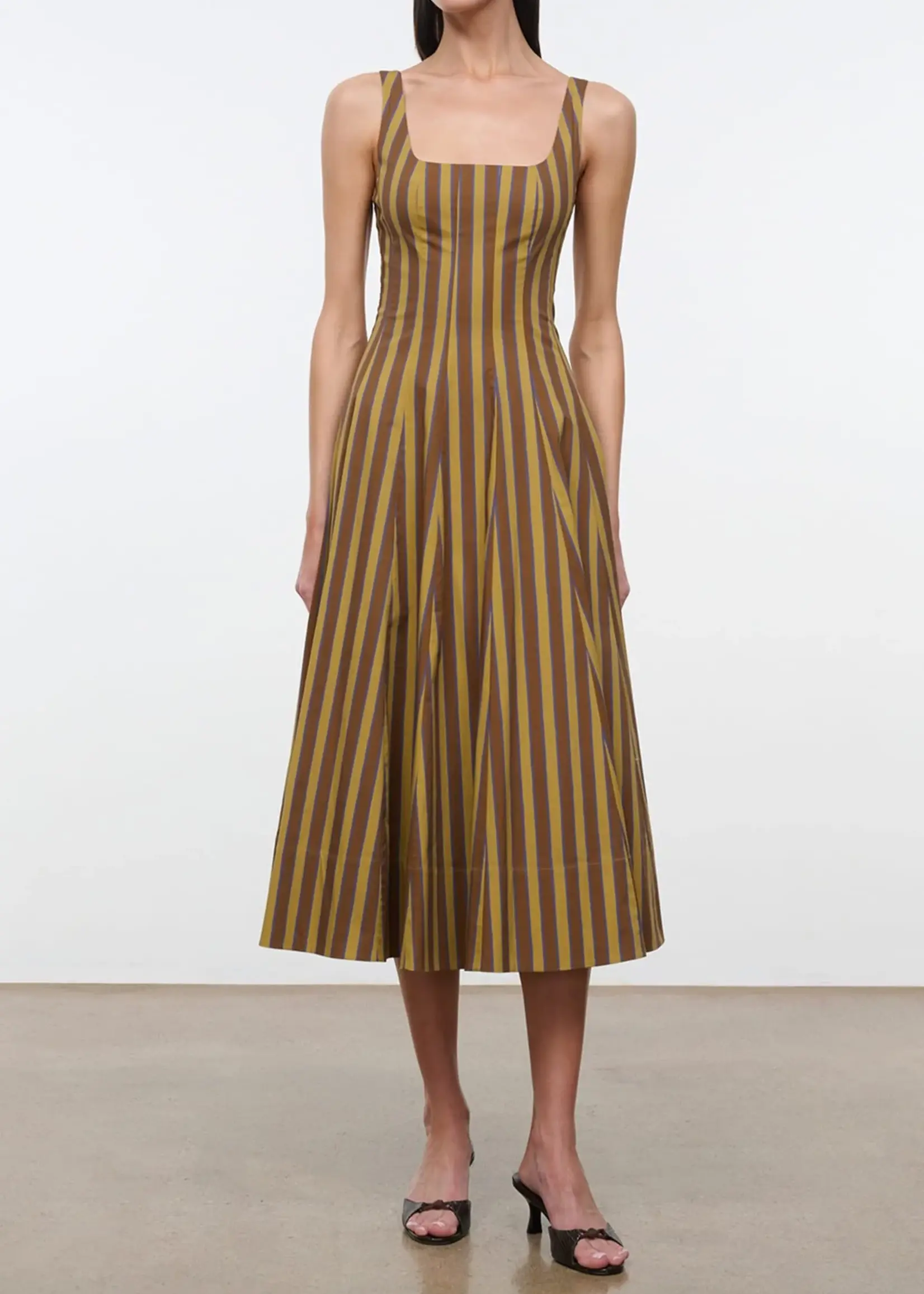 Staud Wells Dress Cigar Stripe