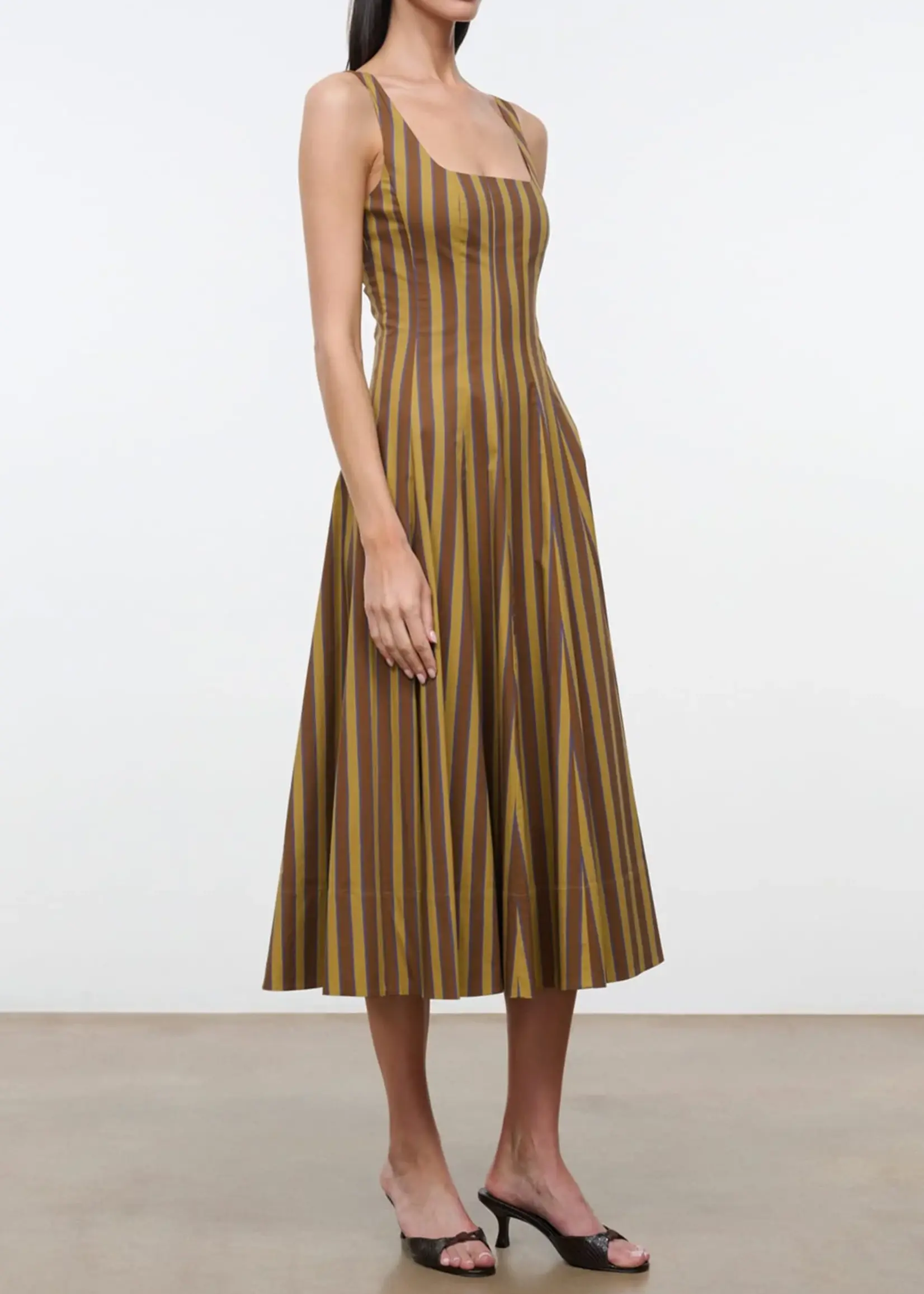Staud Wells Dress Cigar Stripe