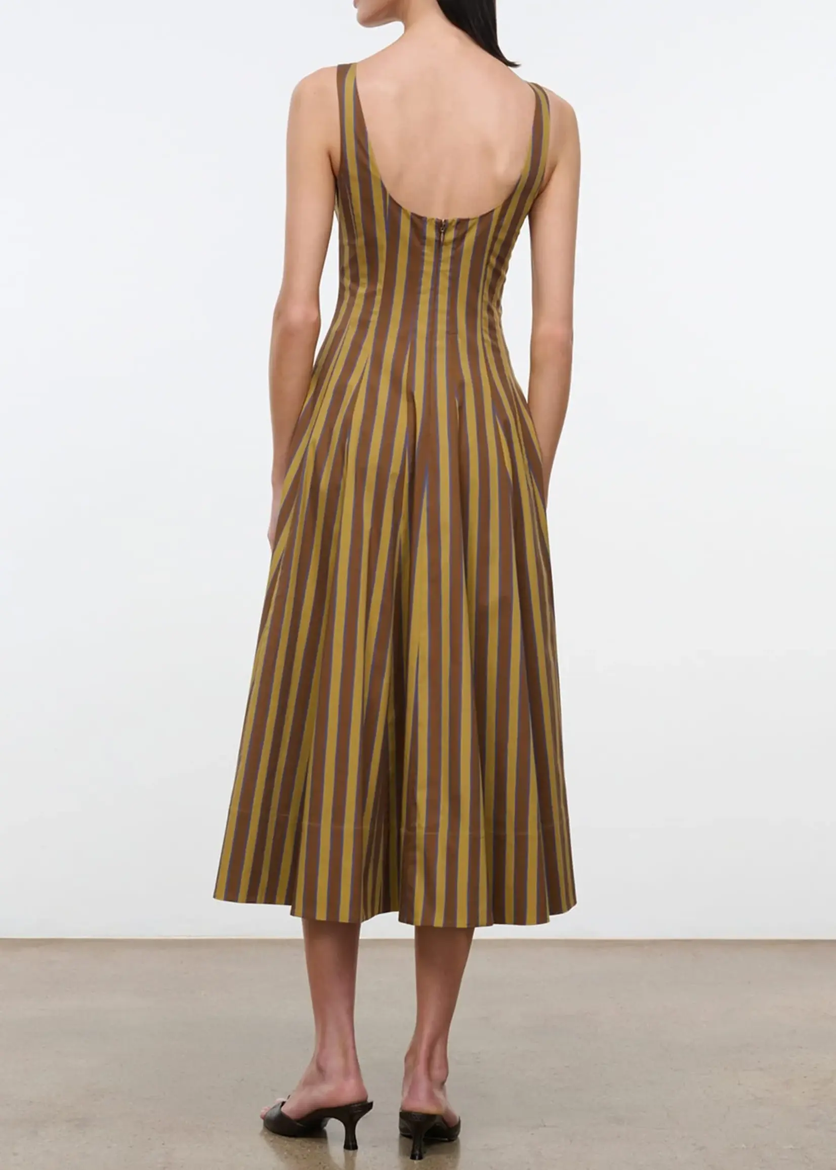 Staud Wells Dress Cigar Stripe