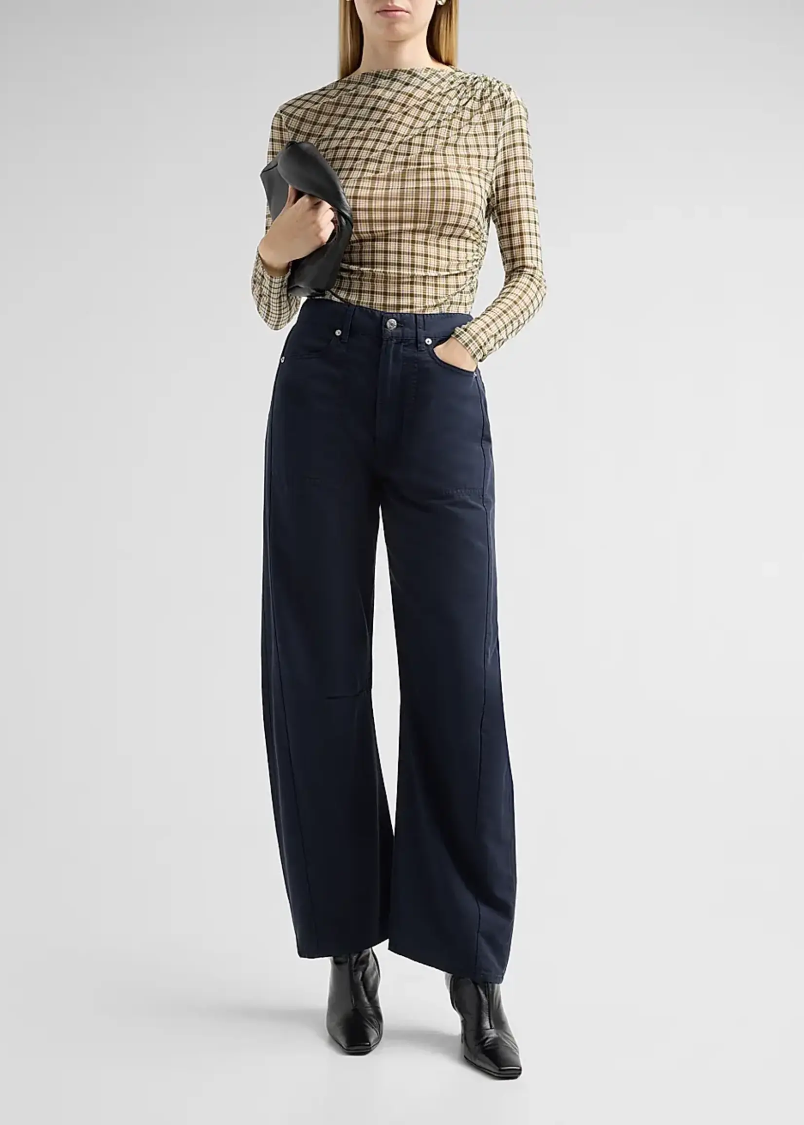 Veronica Beard Sloan High Rise Barrel Leg Pant