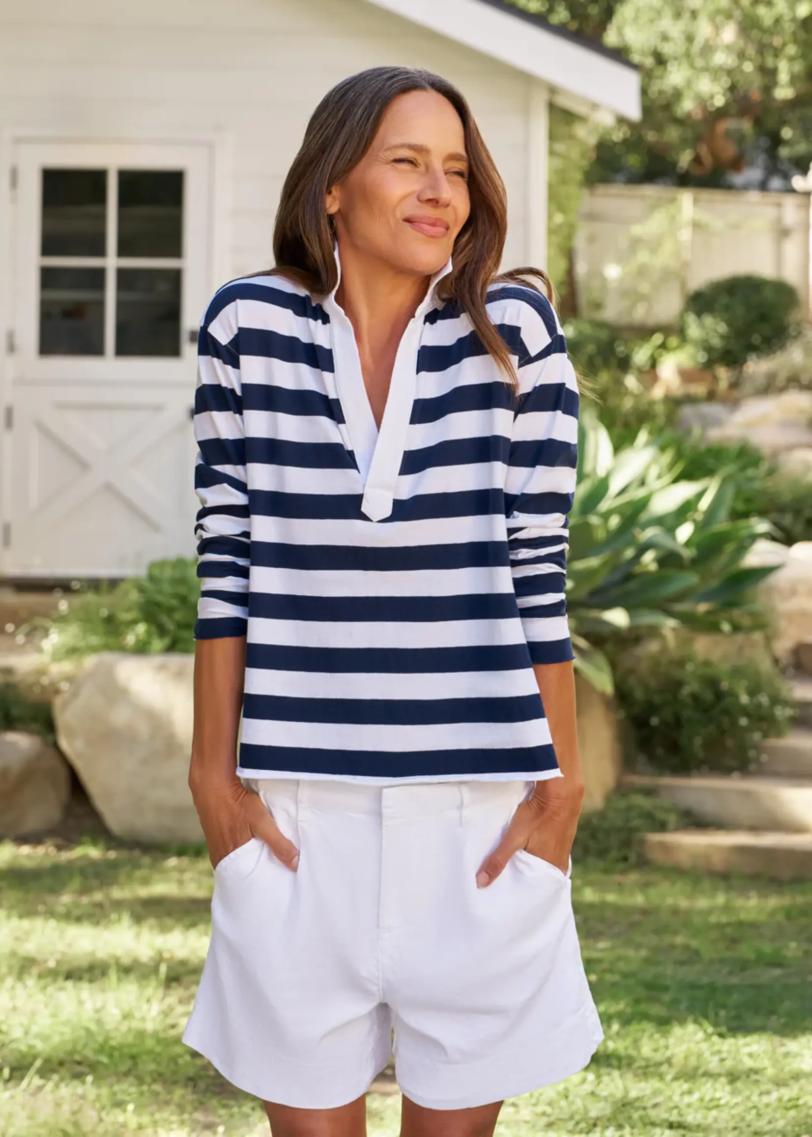 Frank & Eileen Patrick- Popover Henley Nautical Stripe