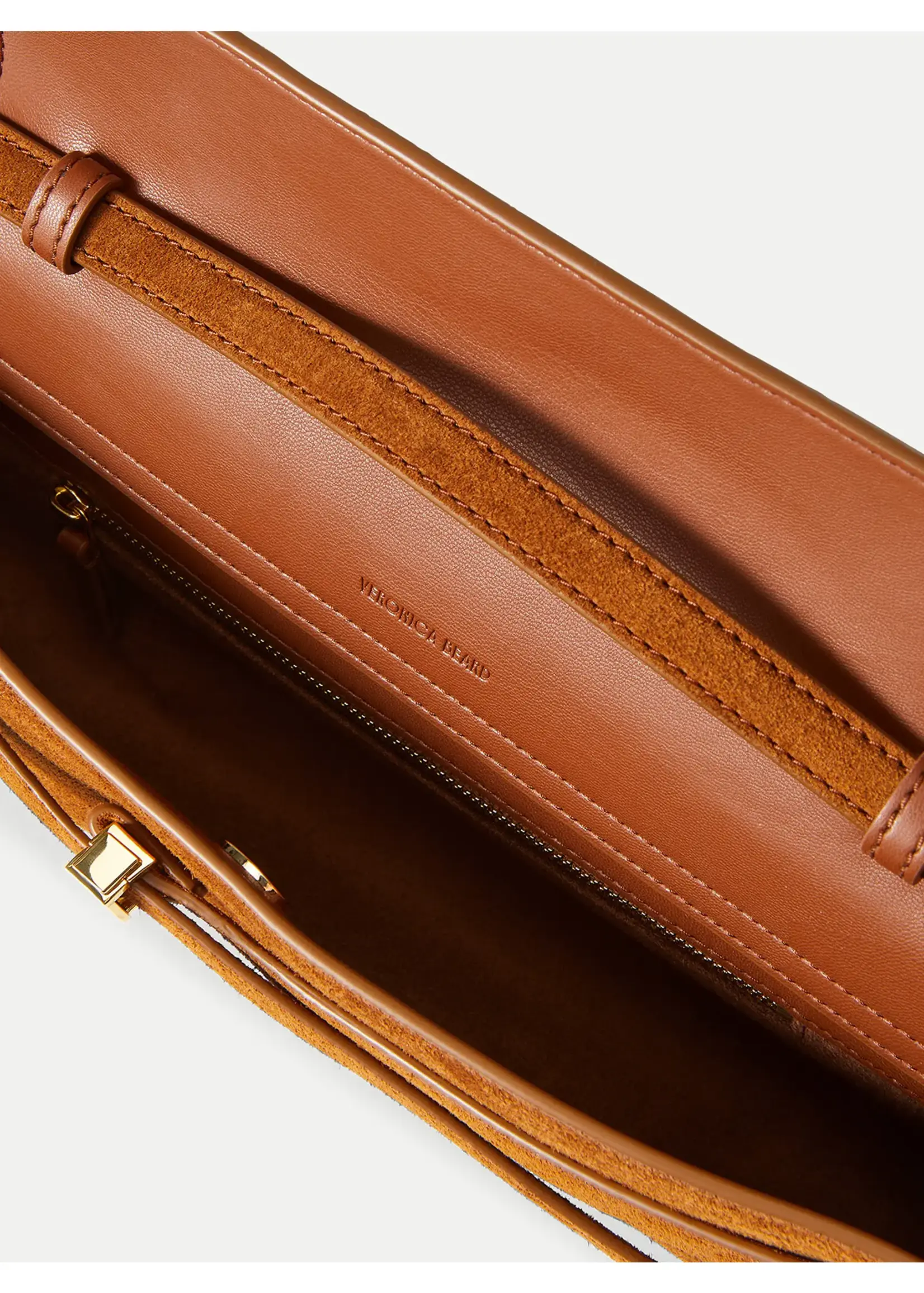Veronica Beard Suede Dash Clutch Tobacco