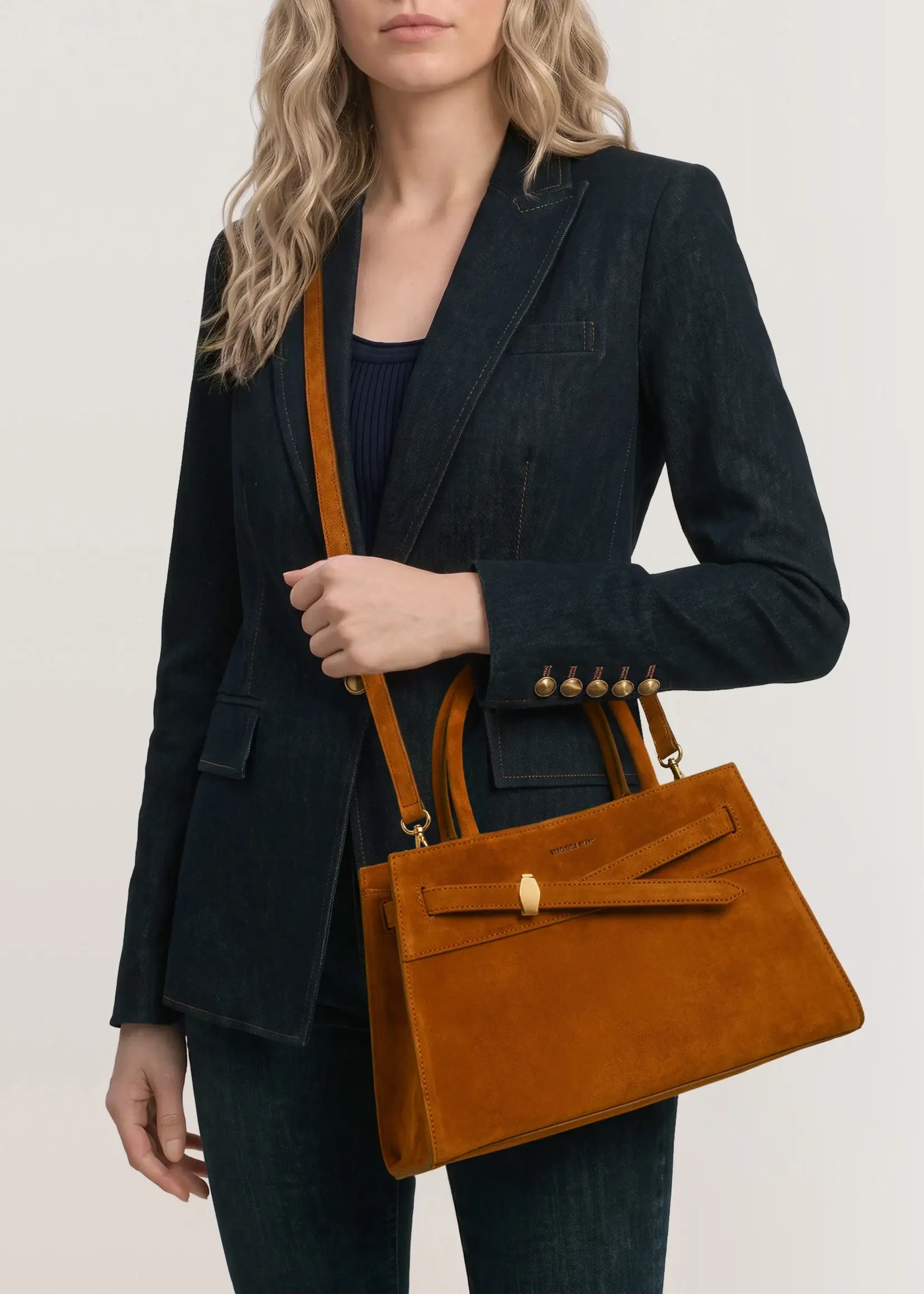 Veronica Beard Suede Dash Bag Tobacco