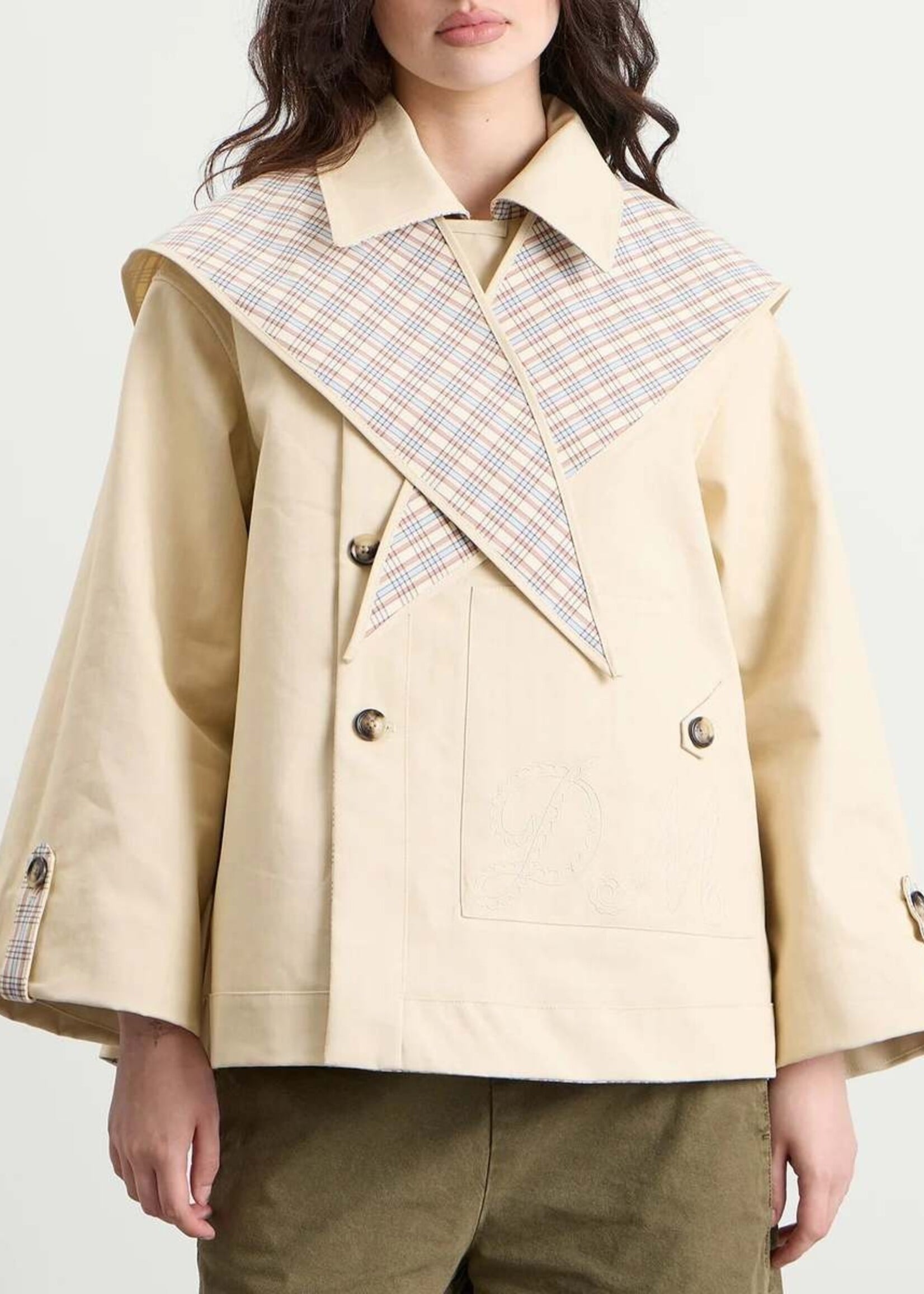 Jerry Reversible Crop Trench - Ginger Check