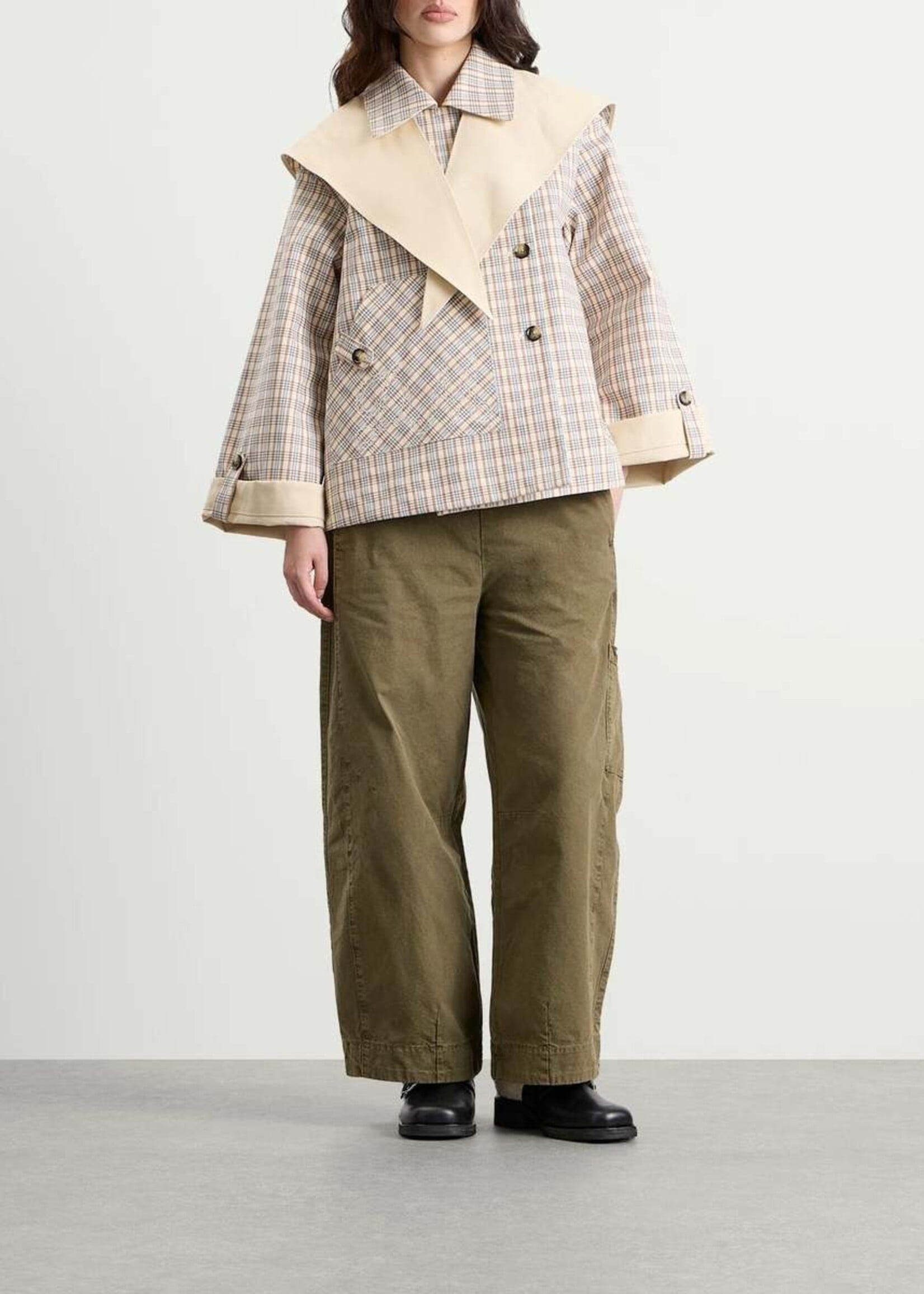 Jerry Reversible Crop Trench - Ginger Check