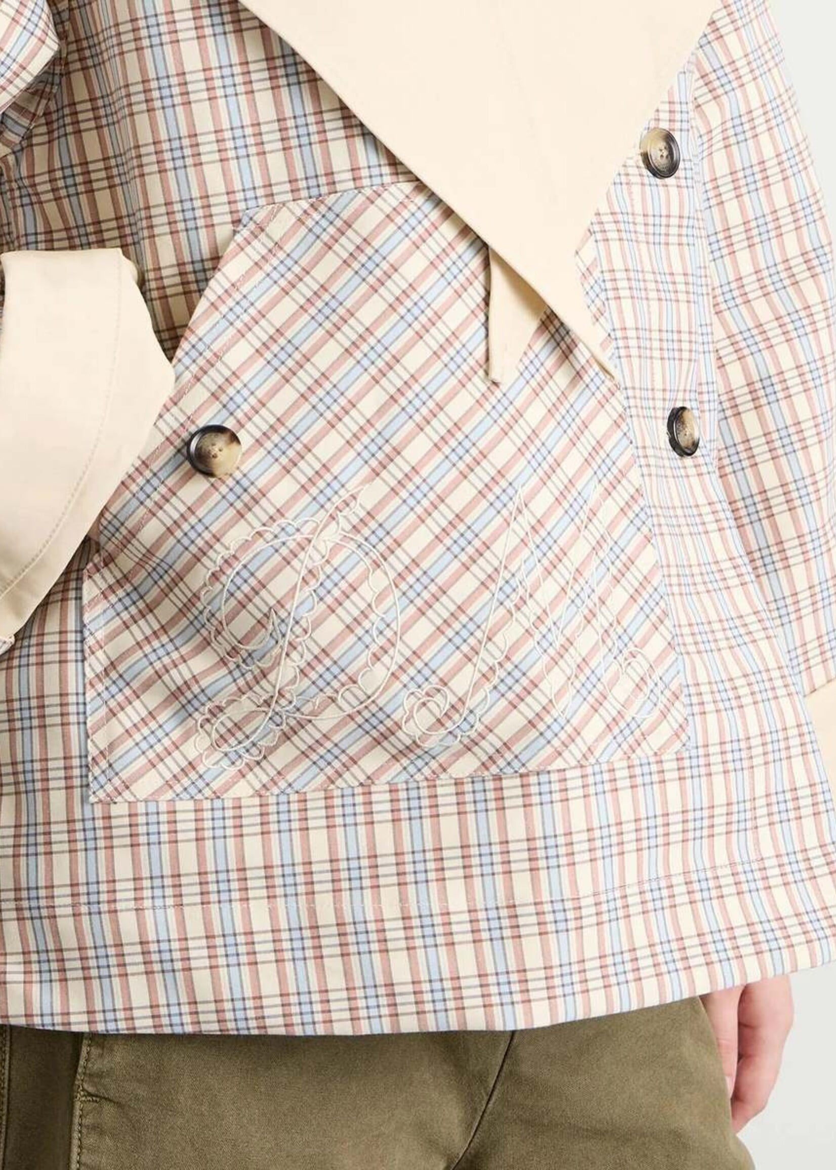 Jerry Reversible Crop Trench - Ginger Check