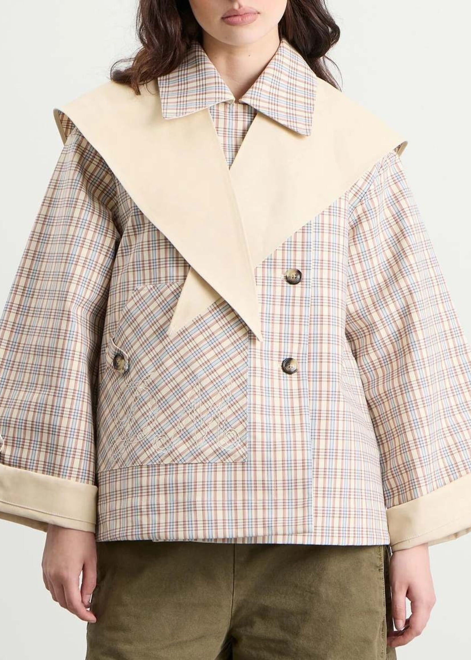 Jerry Reversible Crop Trench - Ginger Check