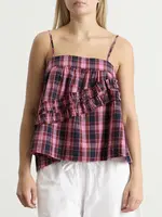 Nyra Ruffle Cami - Magenta Check