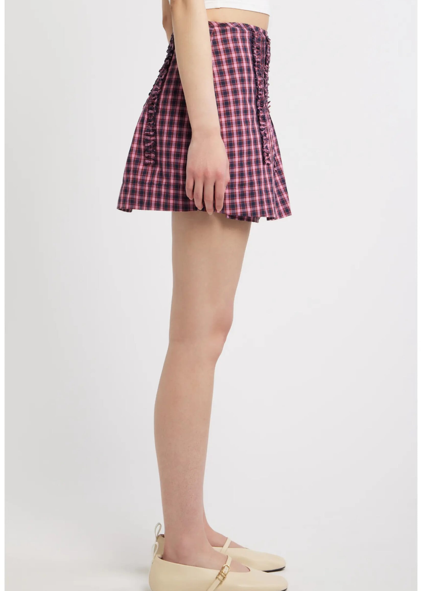 Glinda Mini Skirt - Magenta Check
