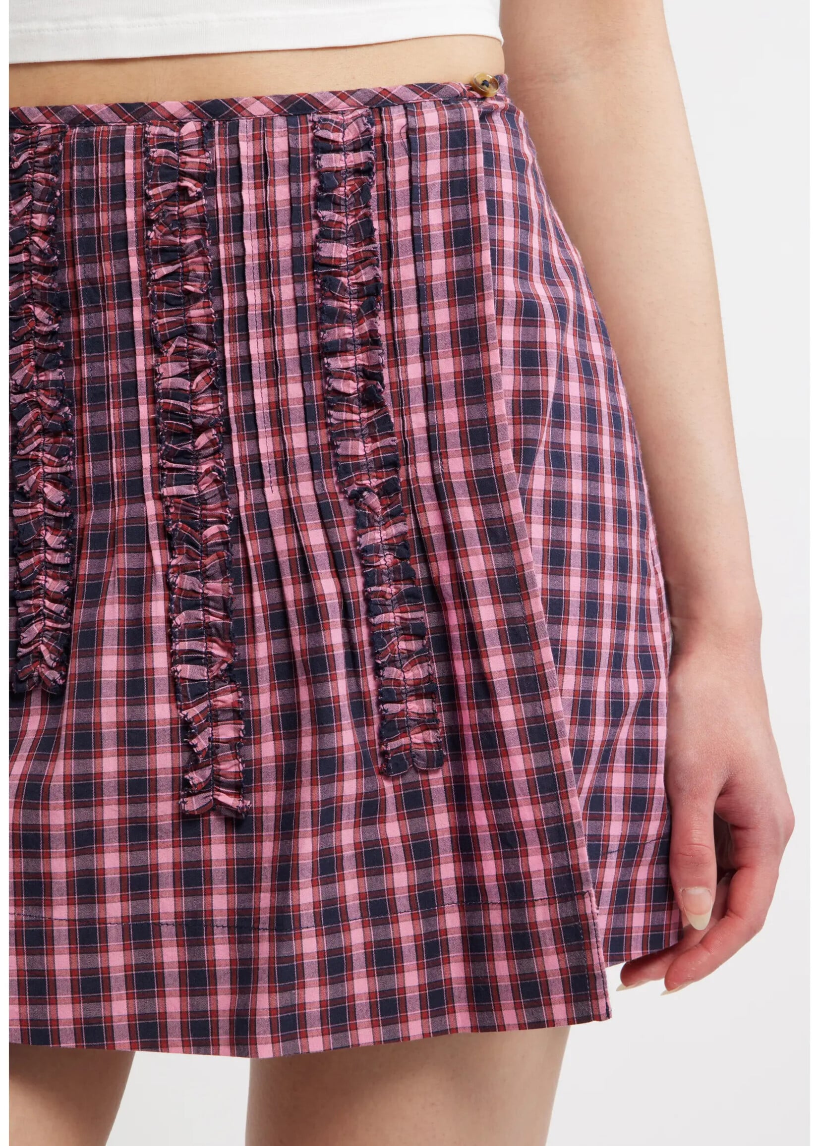 Glinda Mini Skirt - Magenta Check