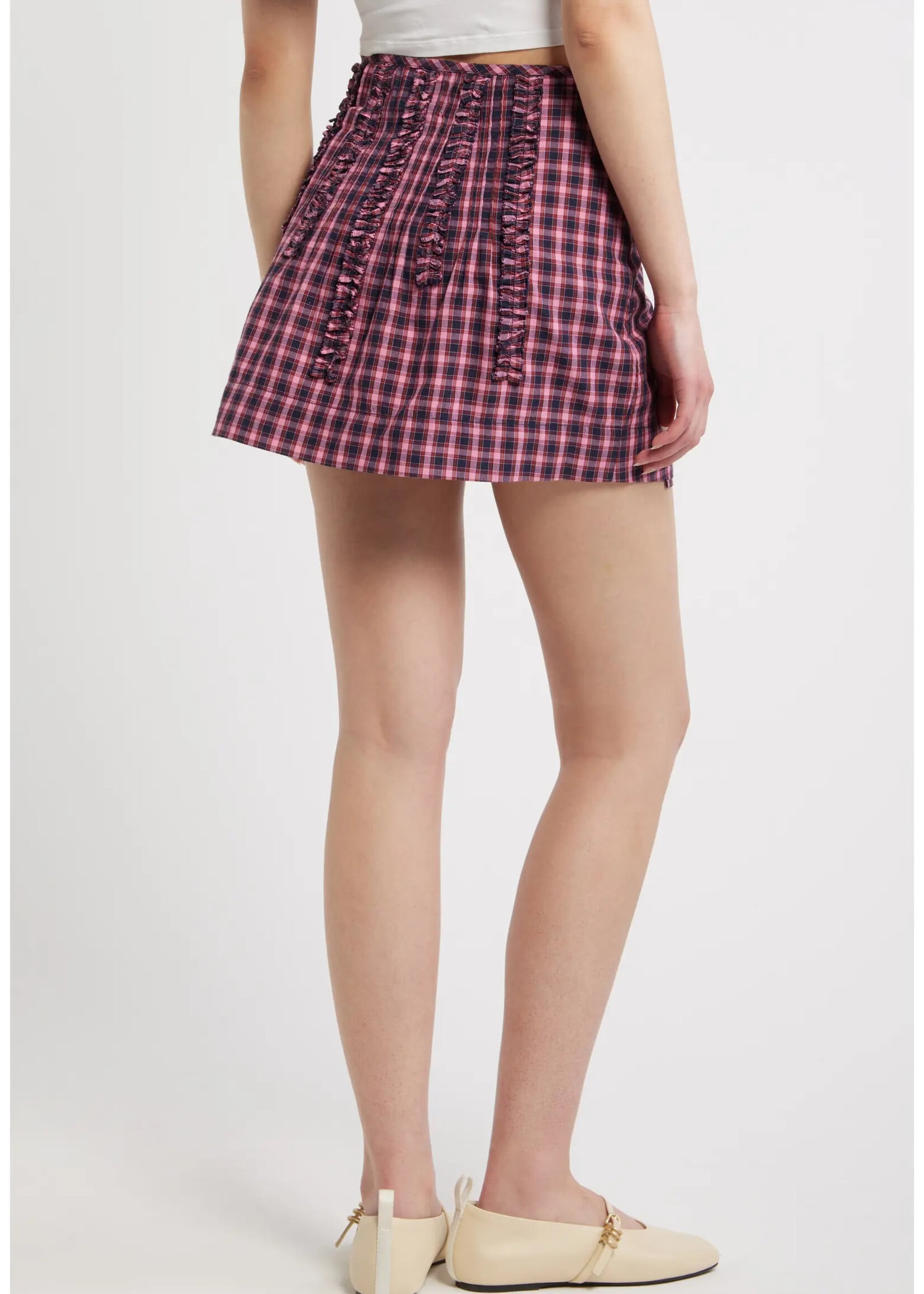 Glinda Mini Skirt - Magenta Check