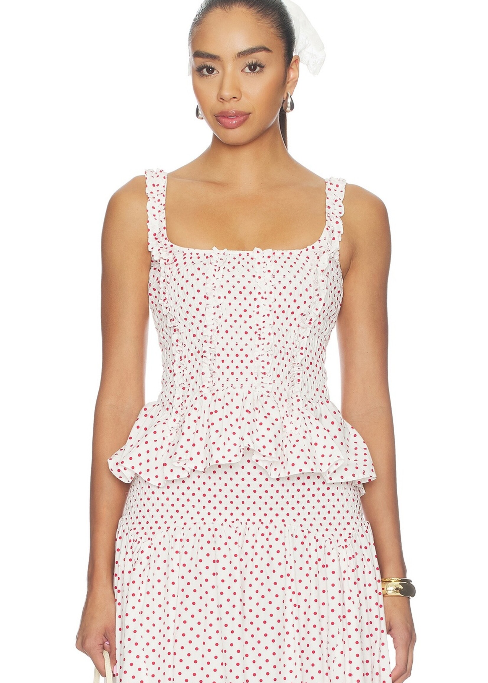 Raphi Cami - Off White and Red Spot