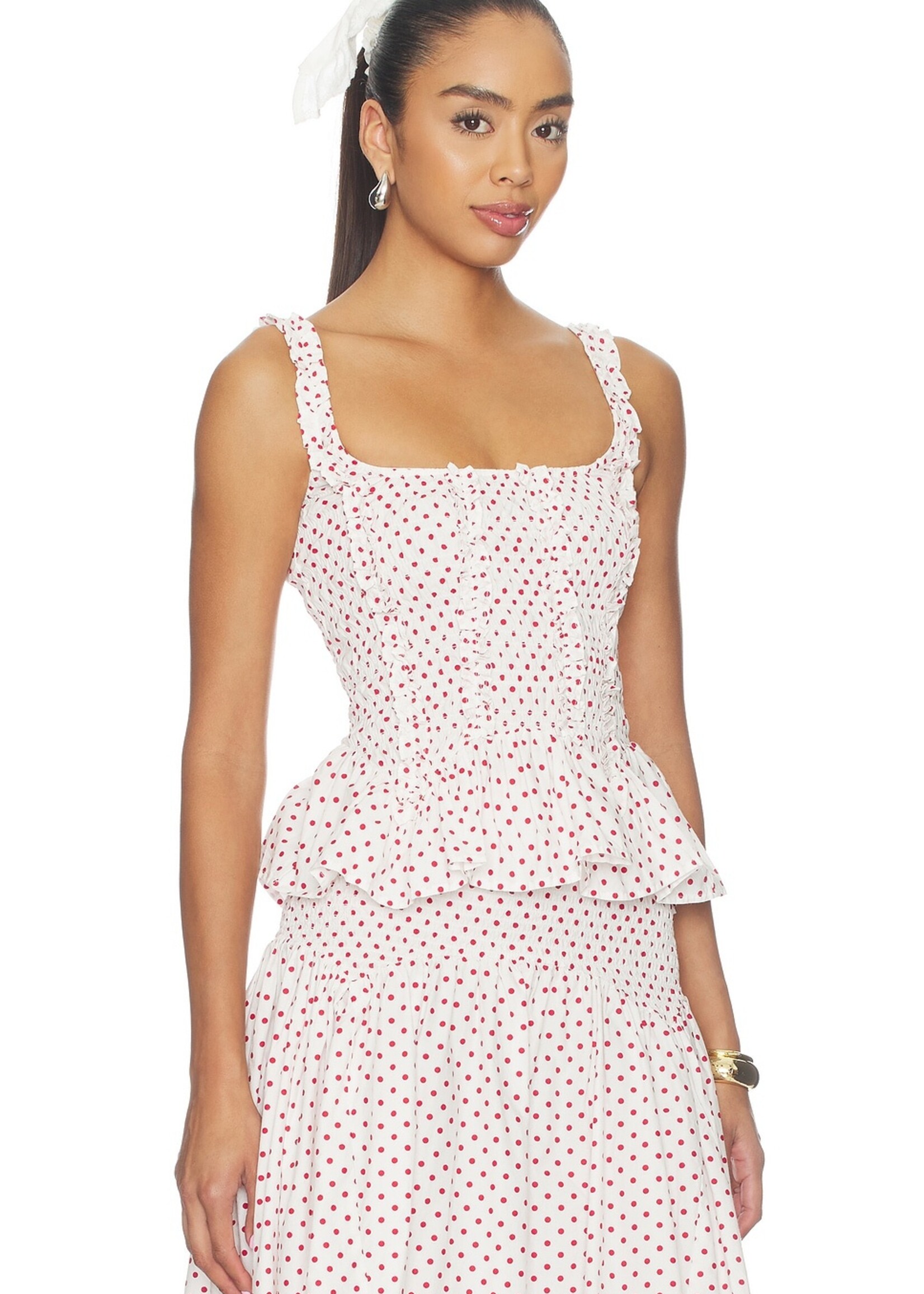 Raphi Cami - Off White and Red Spot