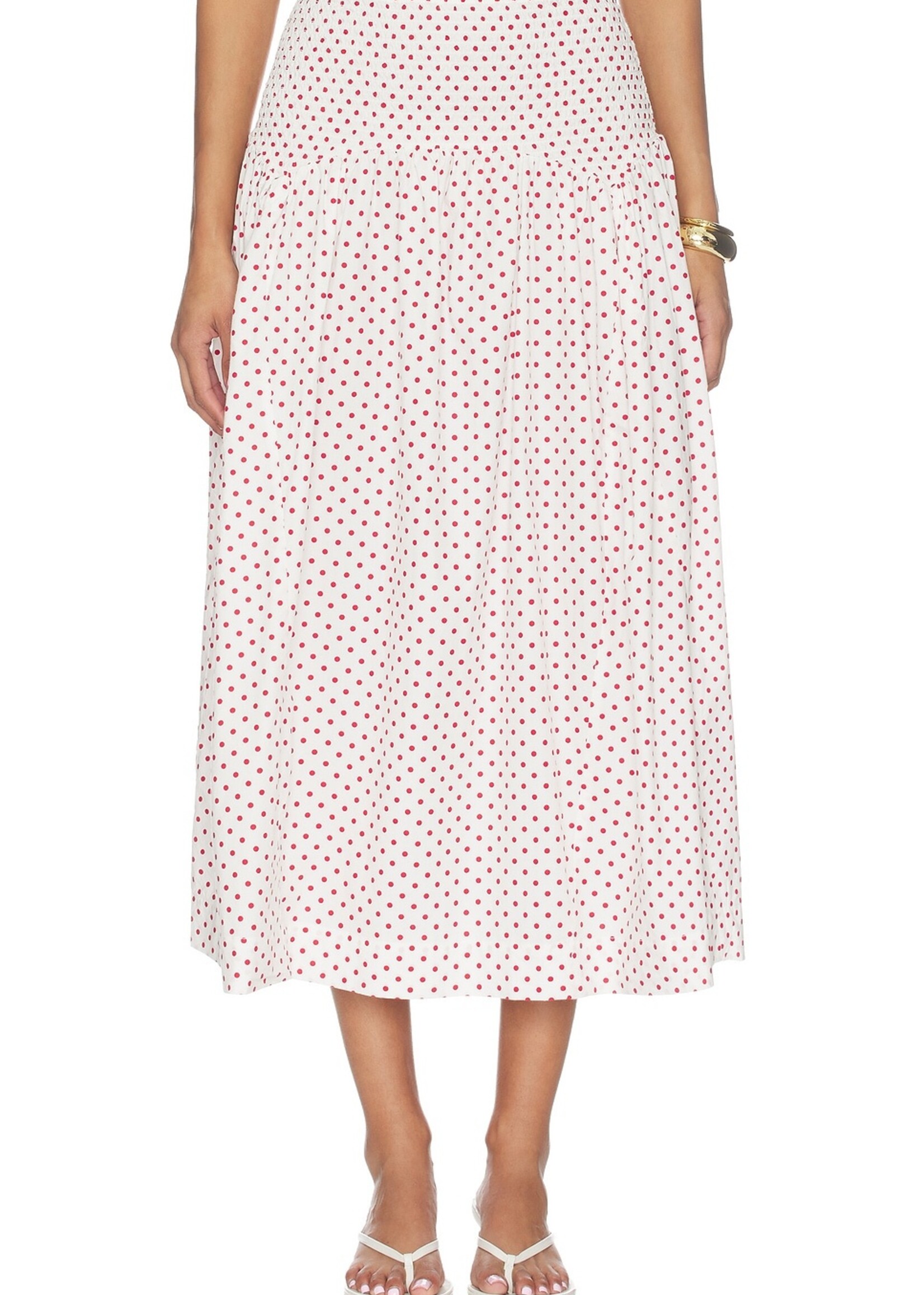 Layla Skirt - Off White and Red Spot