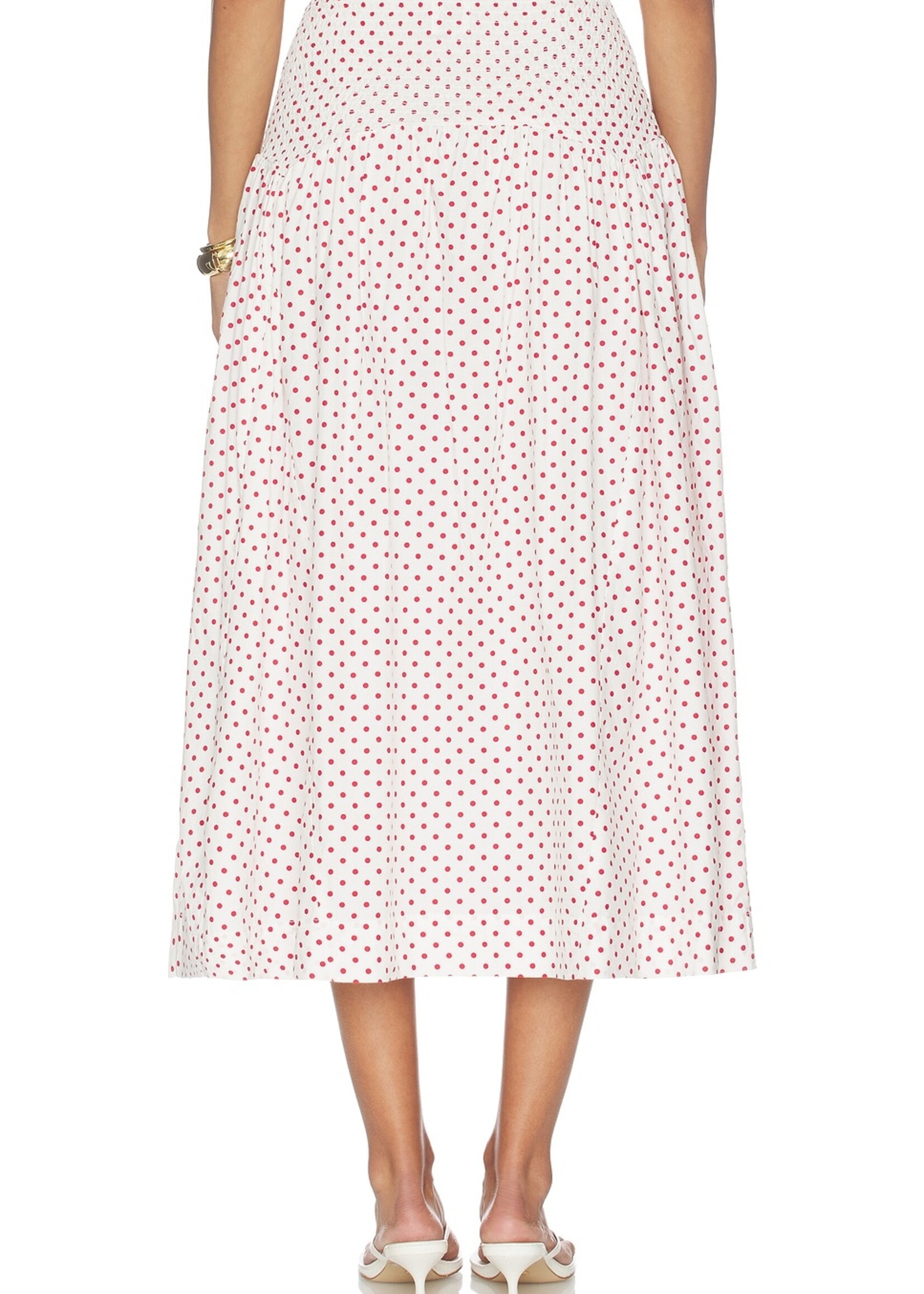 Layla Skirt - Off White and Red Spot